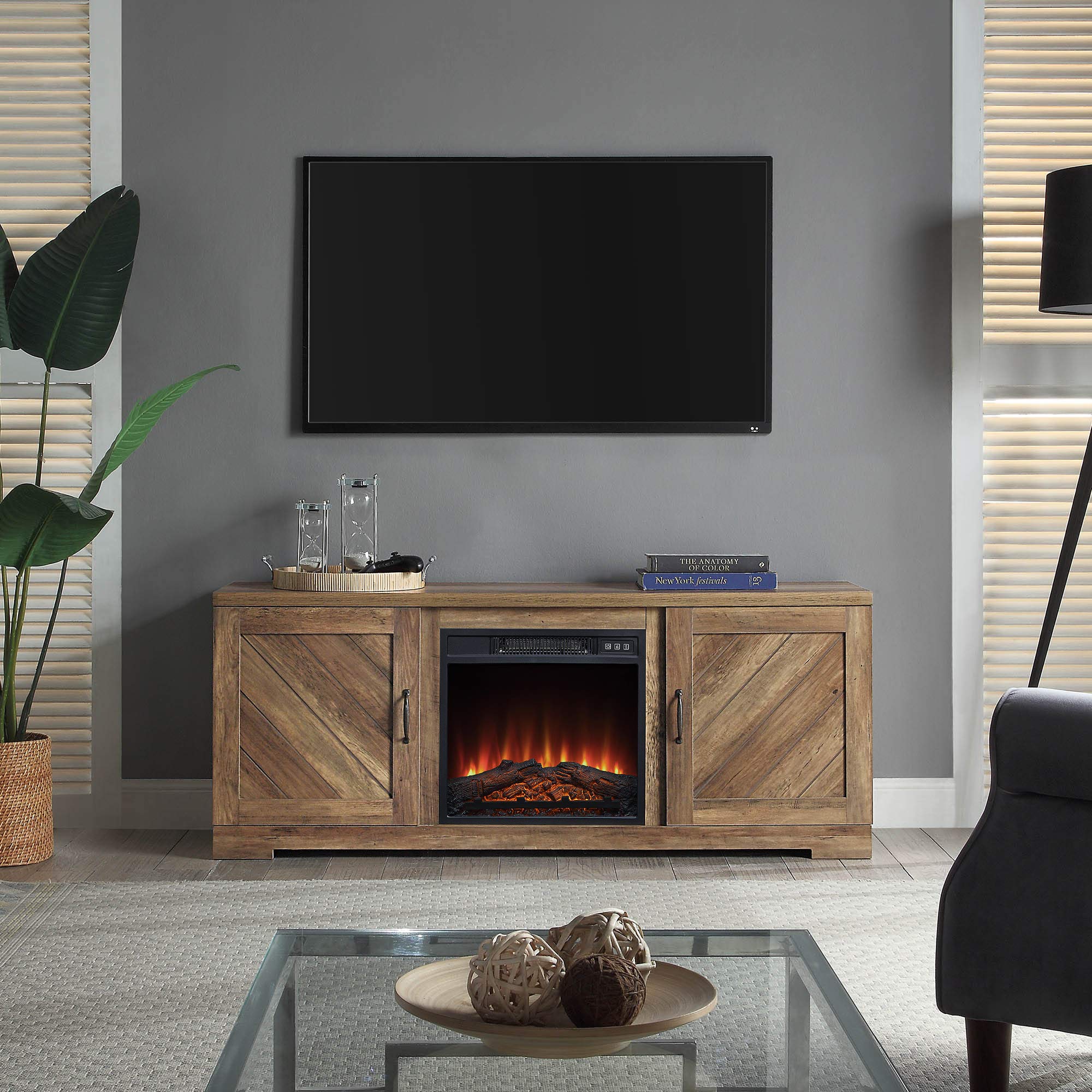 Buy BELLEZE Modern 58 Inch Farmhouse TV Stand with 18 Inch Electric