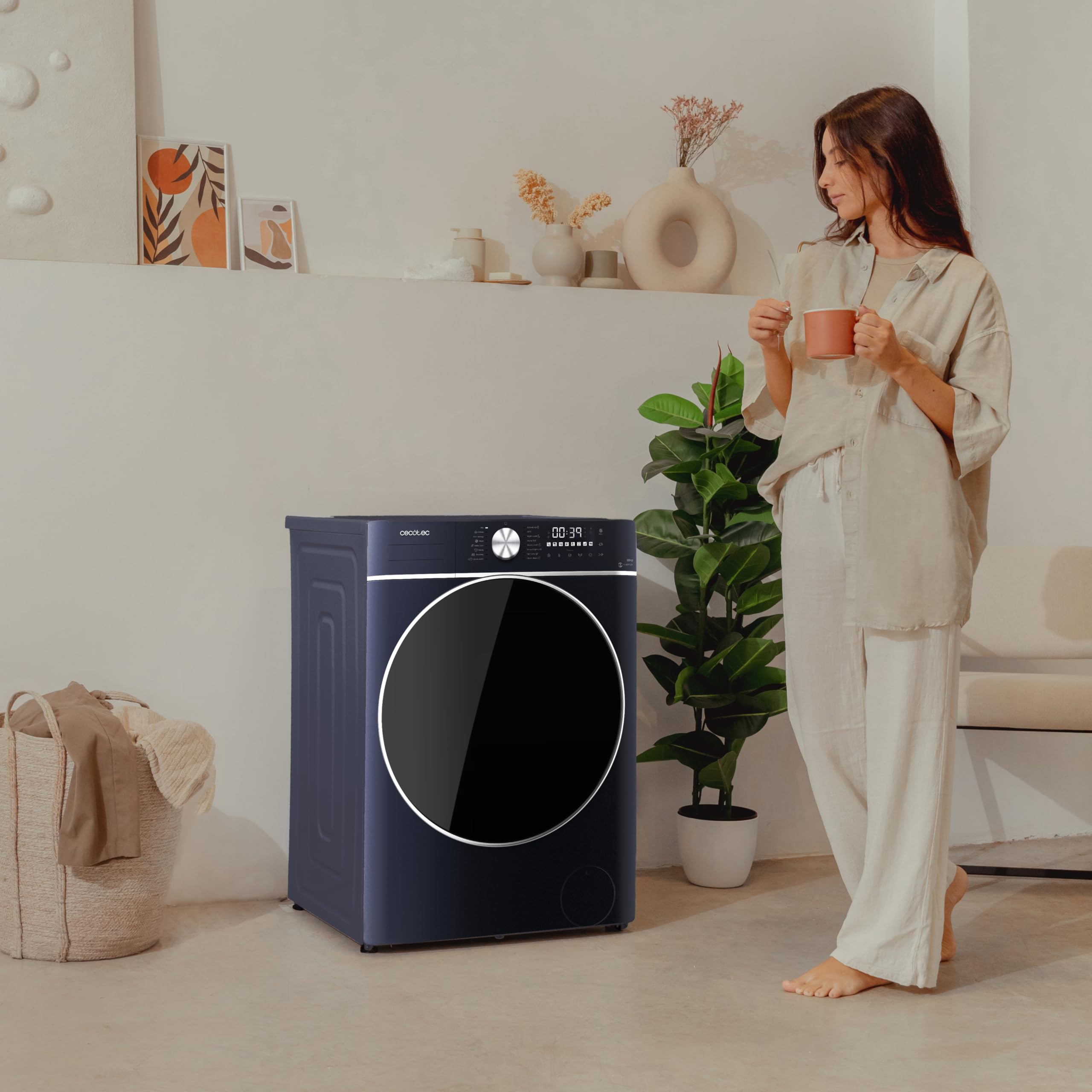 Cecotec Lave-linge Séchant 10Kg + 6Kg Chargement Frontal Bolero Wash&Dry 10680 Inverter Titanium A. 1400 tr/min, 16 Programmes, Moteur Inverter Plus, Basse Consommation, OnSmart, Joint Antibactérien