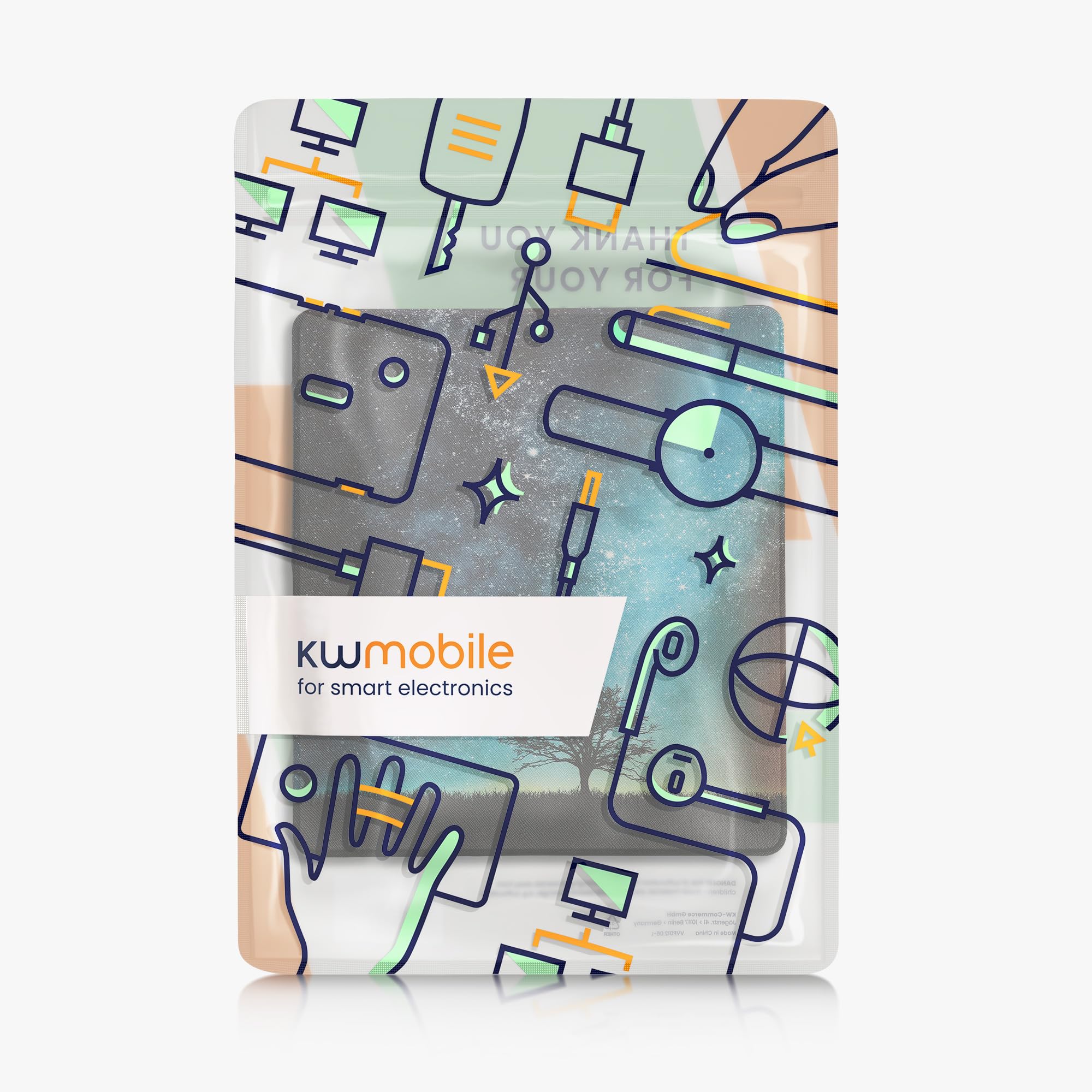 kwmobile Étui Compatible avec Amazon Kindle Scribe (2022/2024) Coque - Étui à Rabat magnétique Tablette eReader Similicuir - Bleu-Gris-Noir
