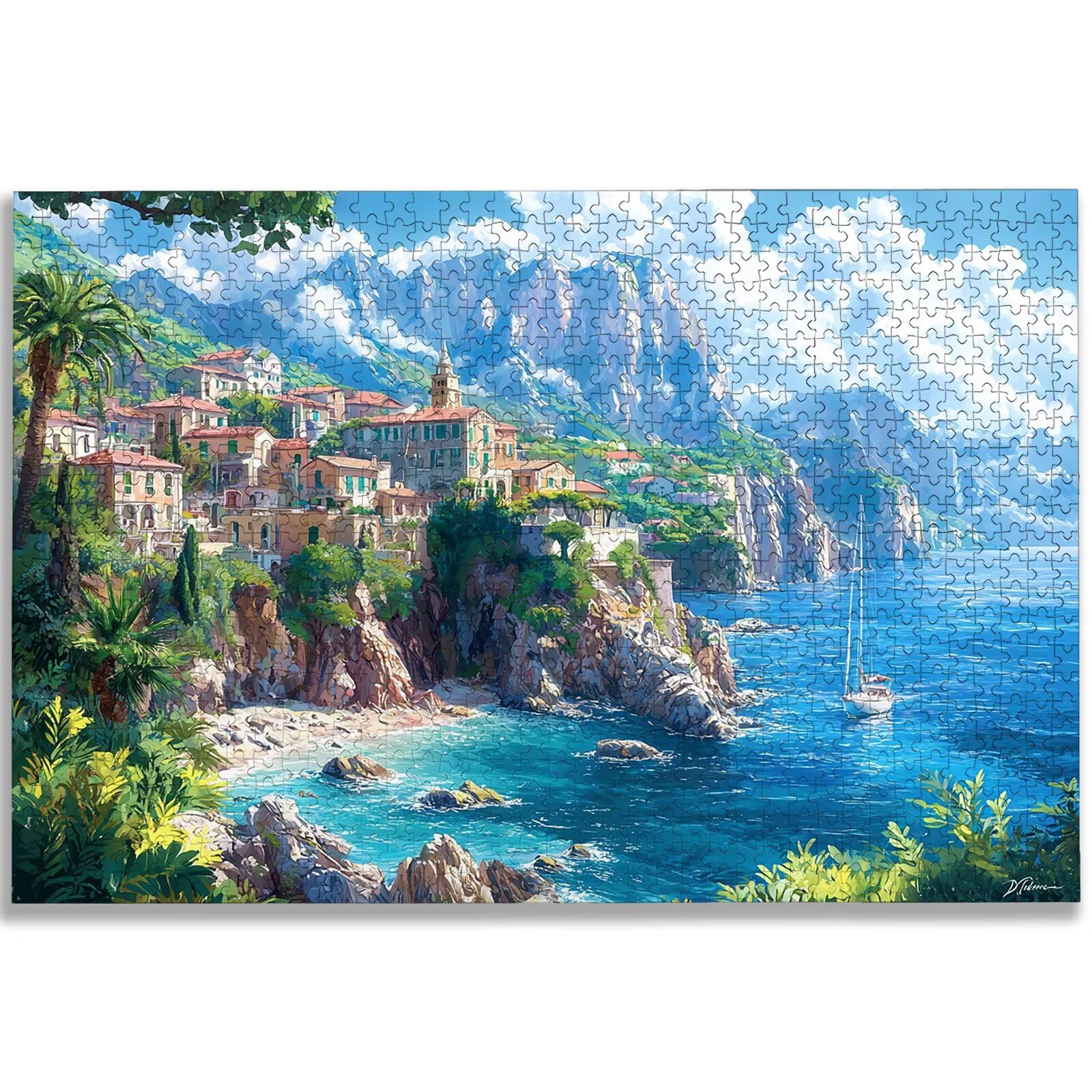 Puzzle plażowe, 1000 elementów, 1000 elementów, drewniane puzzle dla dorosłych, z wykwintnym pudełkiem do pakowania, klasyczne puzzle dla całej rodziny, duże puzzle na prezenty, -2411