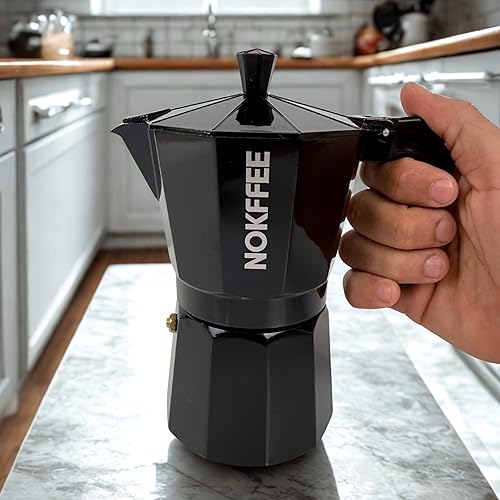 Miniatura 3 de Cafetera de café expreso, cafetera cubana para estufa, 6 tazas (negro)