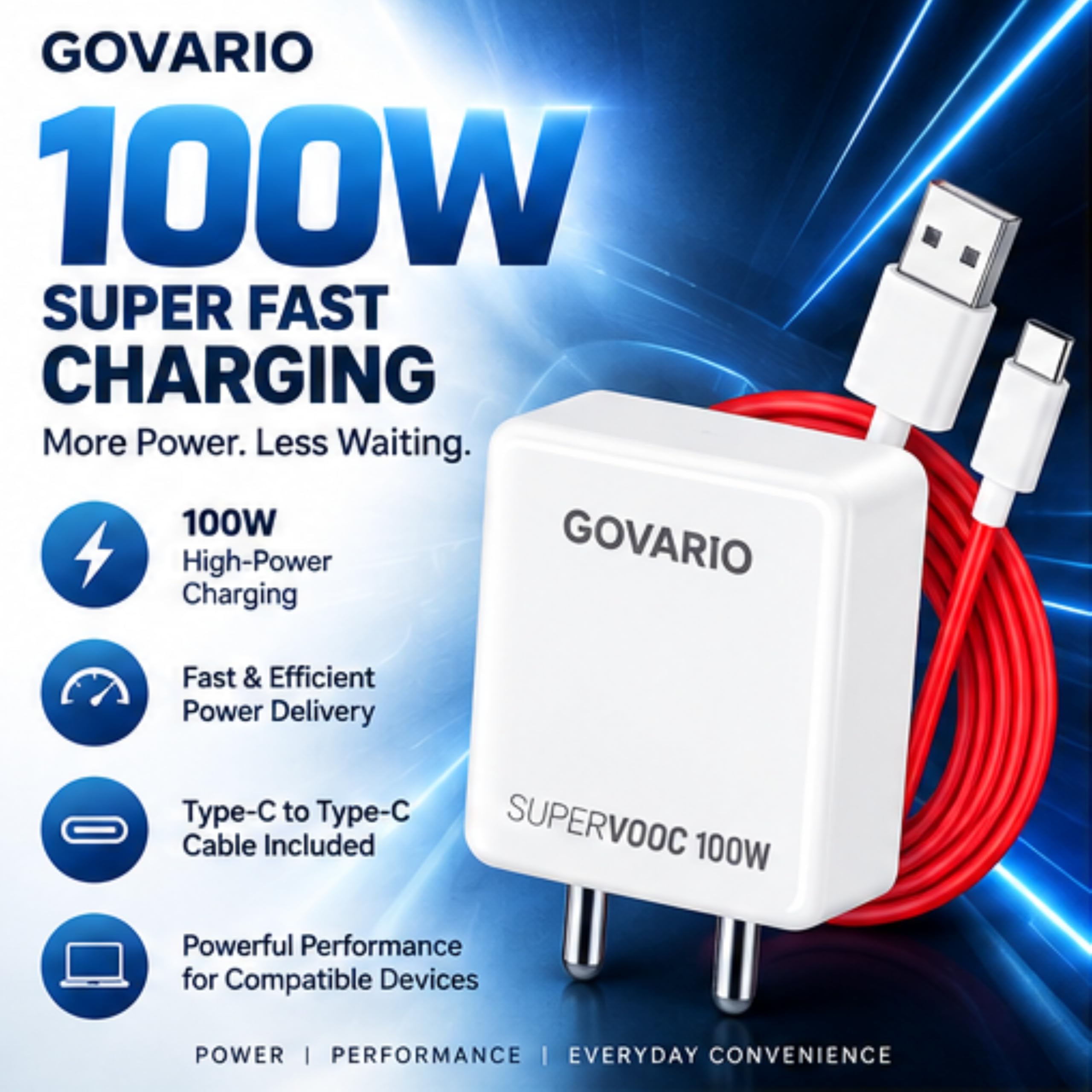 100W Fast Charger with 1M Type C Cable | 100W Fast Charging Adapter Compatible with OnePlus, Oppo & realme Devices | Type C Mobile Charger — Amazon image 3