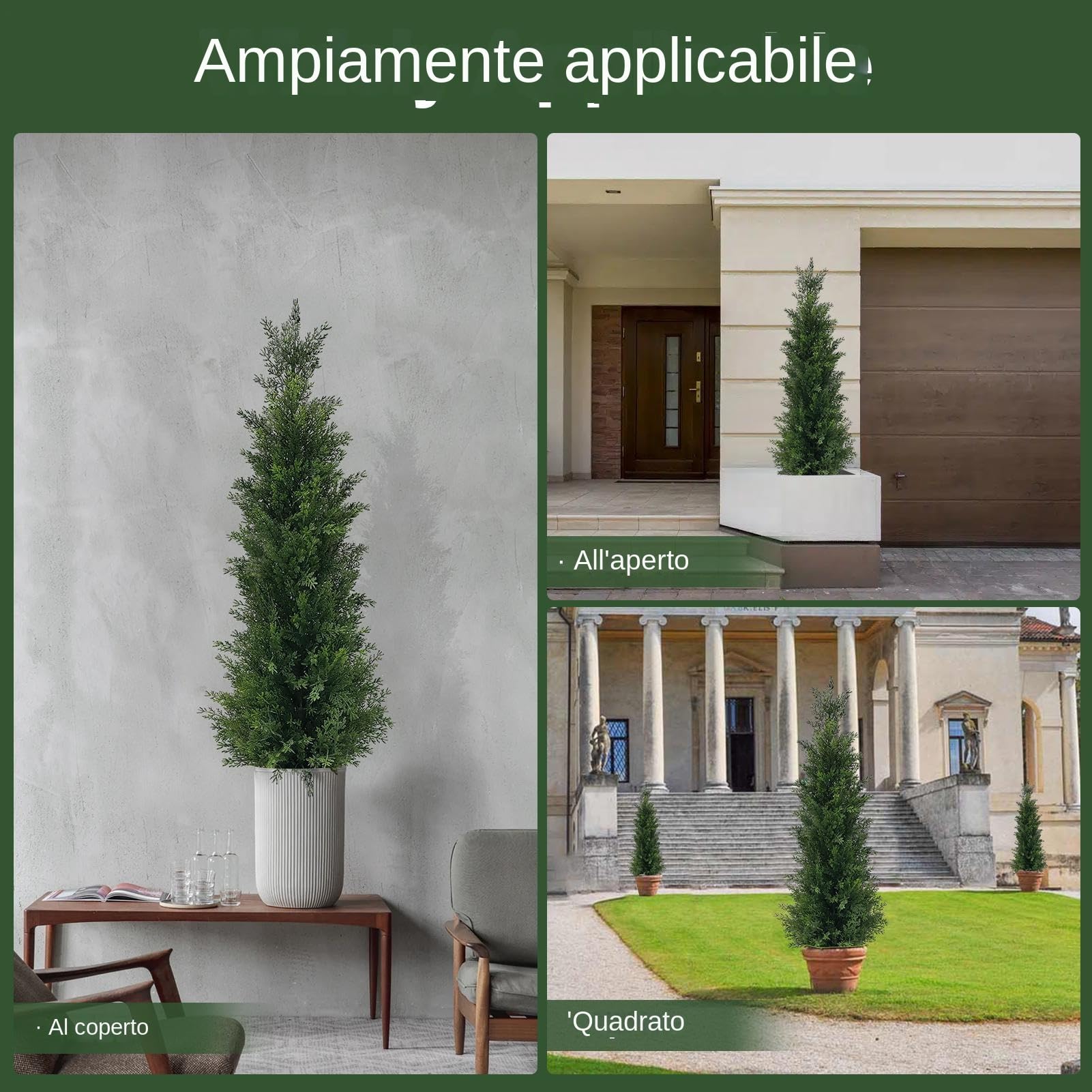 Fucice Cypress Tree, set topiaria esterno di 2 - Pines in finto cedro da 3 piedi,Protezione UV 2 pezzi Piante arbustive artificiali per casa, portico, patio, ingresso