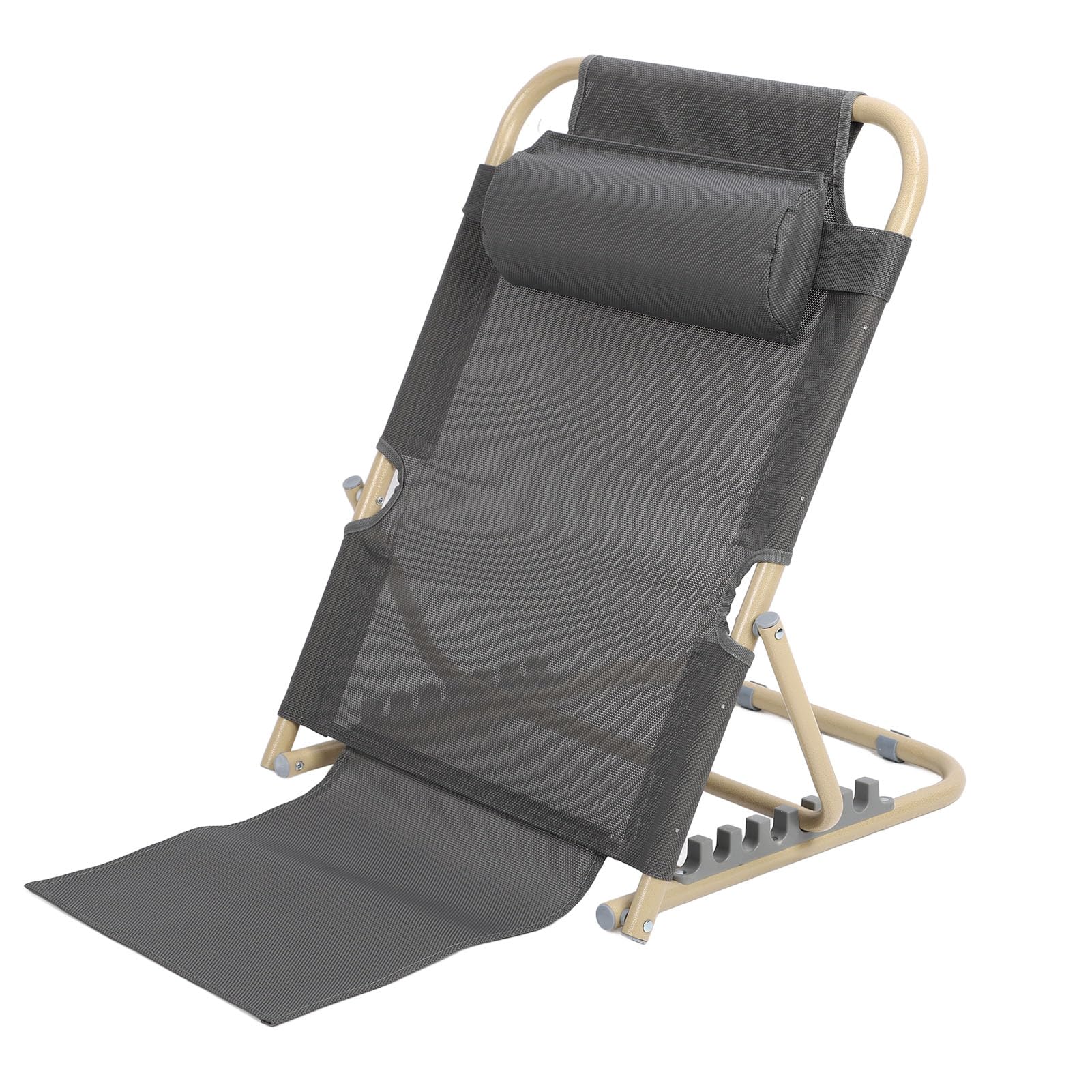 Respaldo de cama elevable con 6 posiciones, ajustable, plegable, para personas con discapacidad, tamaño L (grande), color gris.