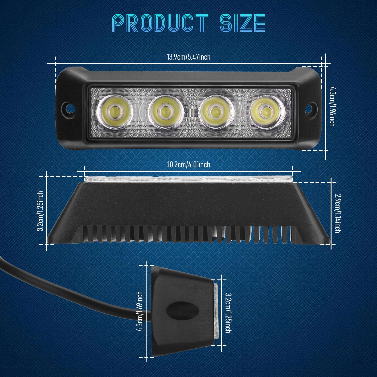 Chelhead 2 Stück 14cm weiße LED-Lichtleiste, schmal, 12 W, Einbau-Fahrlicht, 6000 K, superhell, kompatibel mit 12 V/24 V Geländewagen, SUV, ATV, Allradantrieb, Auto, LKW, Golfwagen