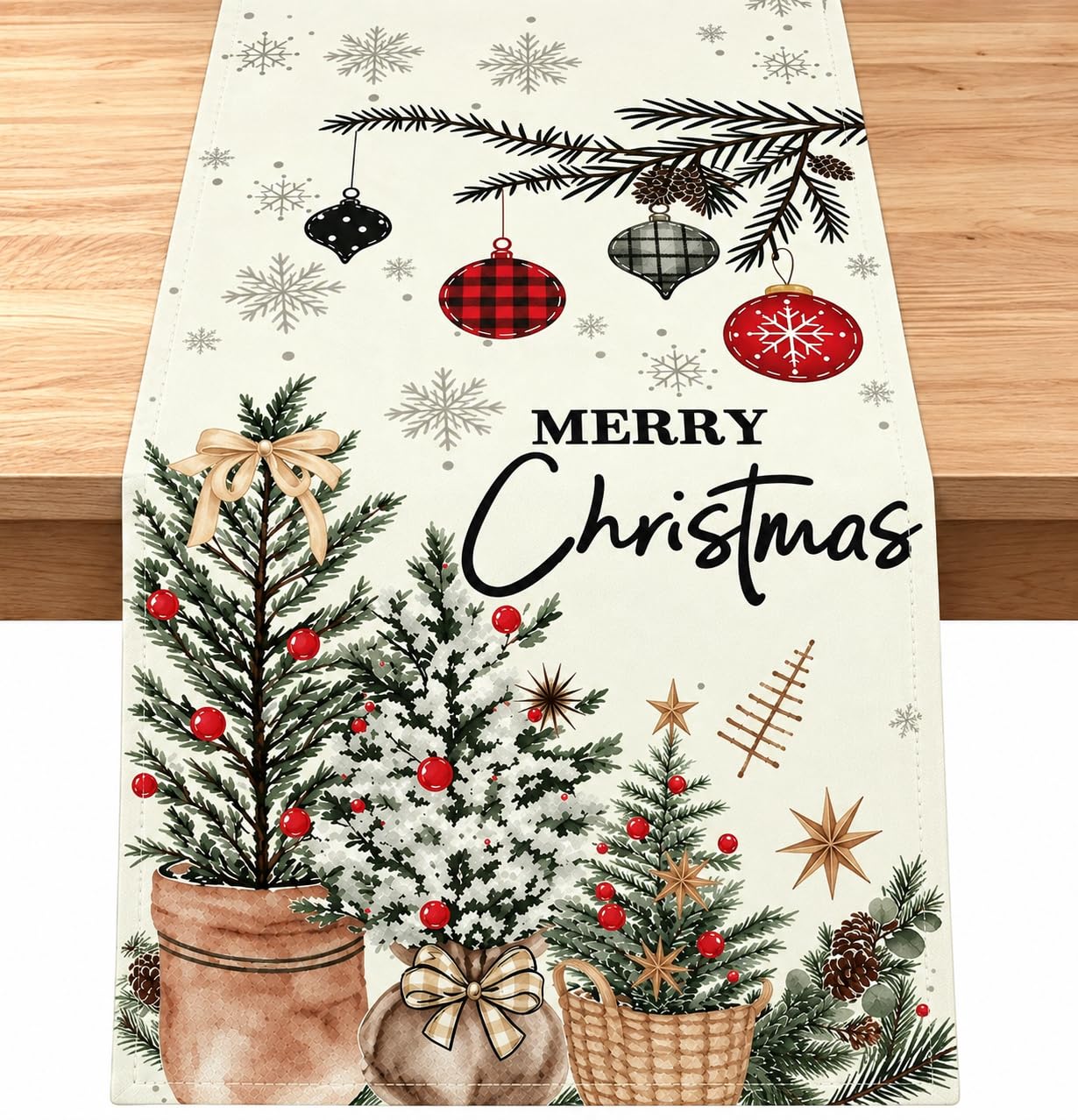 Yobeniva Christmas Table Runner 40x180, Scandinavian Xmas Table Decoration