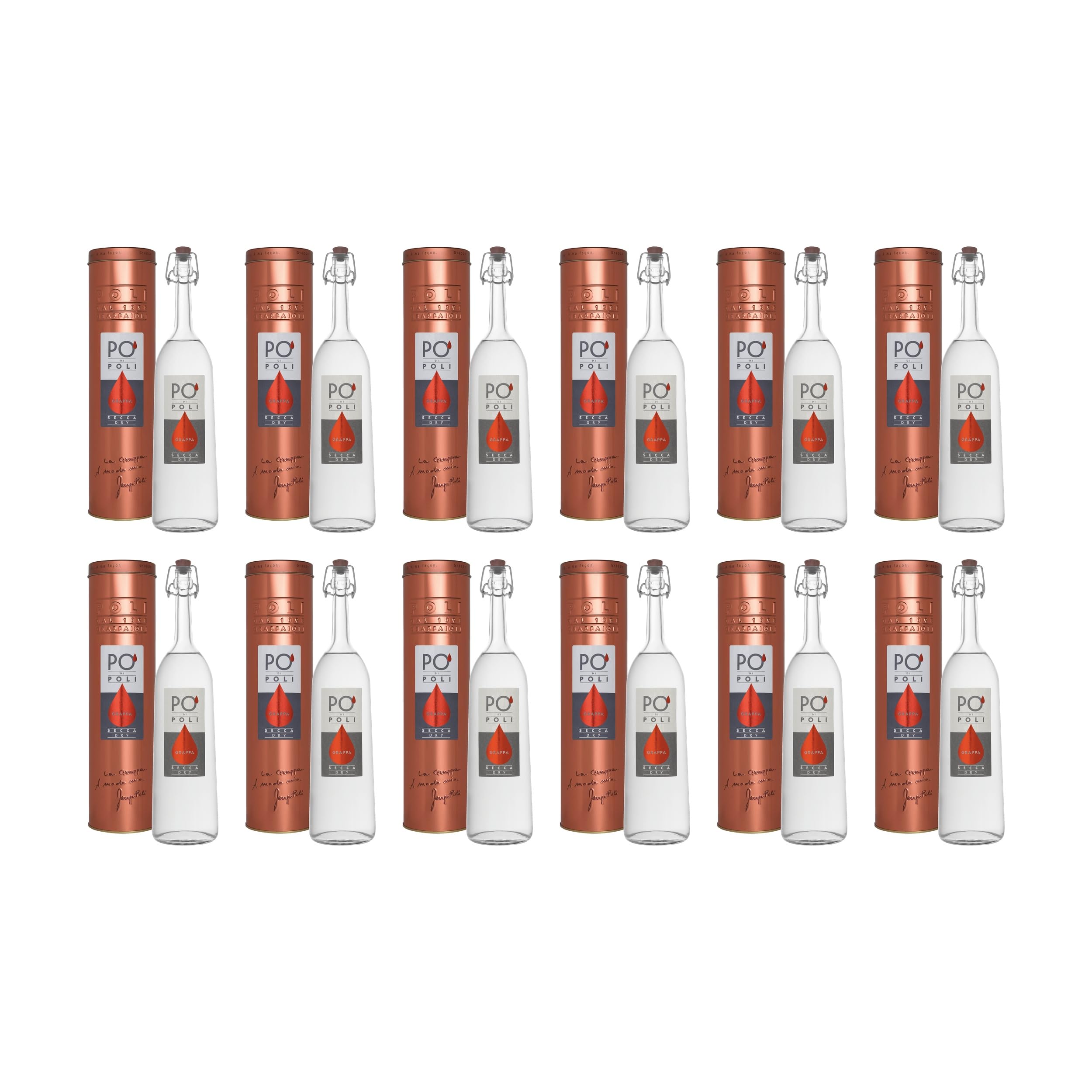Jacopo Poli Po' di Poli Secca (Merlot) lieblich Grappa Italien inkl. FeinWert E-Book (12 x 0.7 l)