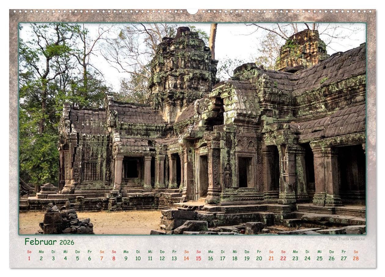 Kambodscha, Angkor Thom, Angkor Wat und Bayon (Wandkalender 2026 DIN A2 quer), CALVENDO Monatskalender: Angkor, eine der größten religiösen Bauwerke der Erde. (CALVENDO Orte)