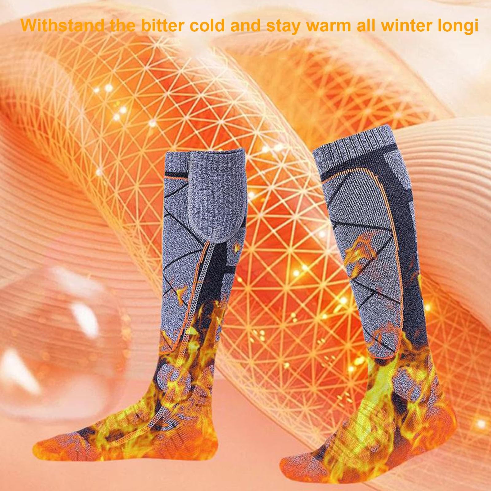 Calcetines Calefactables Recargables, Lavables Unisex Heated Socks, 3 Temperaturas, Amplia Zona de Calentamiento, para Ciclismo, Esquí, Pesca en Invierno