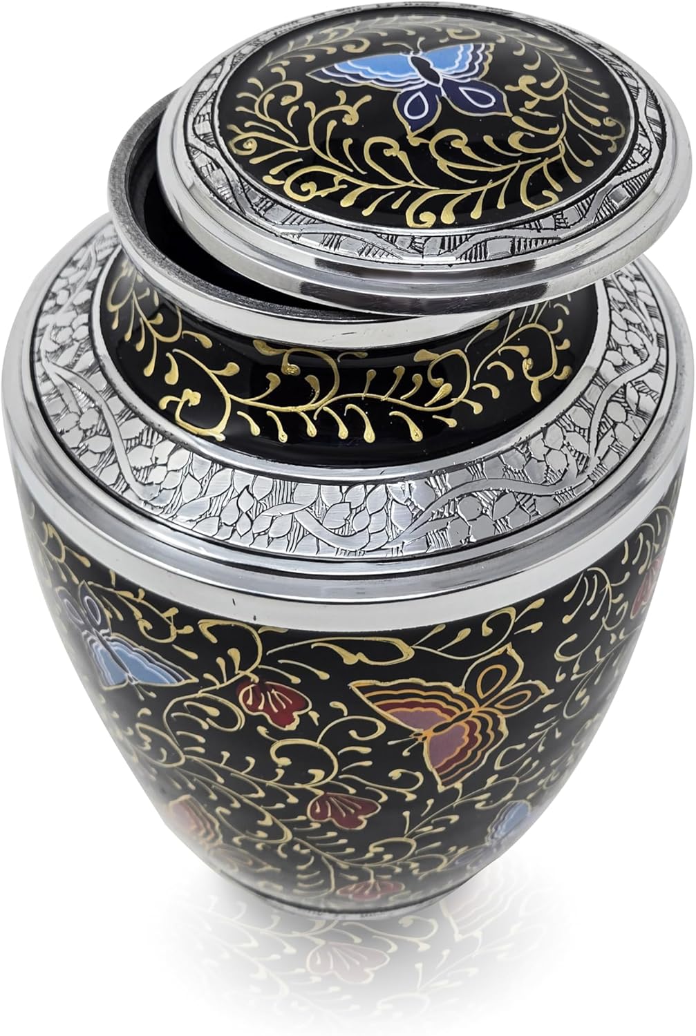 Hand Painted Cremation Urn for Human Ash for Funeral, Burial or Home. Urn for Ash Adult Male Female Large Urns for Dad Mom and Cremation Urns for Human Ash (Black)