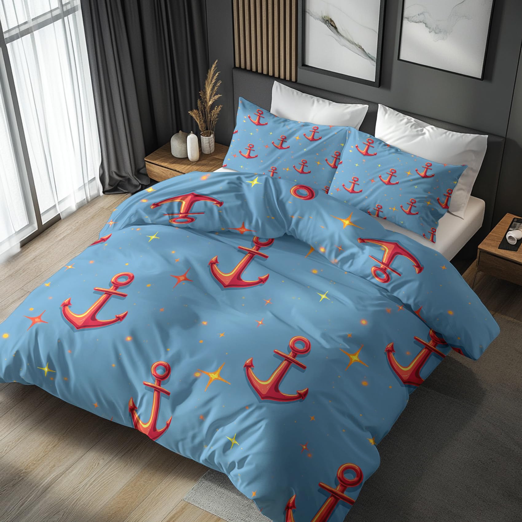 Parure de lit 2 personnes motif océan housse de couette 220x240 zippée