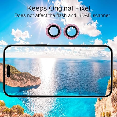 Miniatura 6 de Protector de lente de cámara compatible con iPhone 14 y 14 Plus (6.1 y 6.7 pulgadas), cubierta de cámara Apple brillante con vidrio transparente,