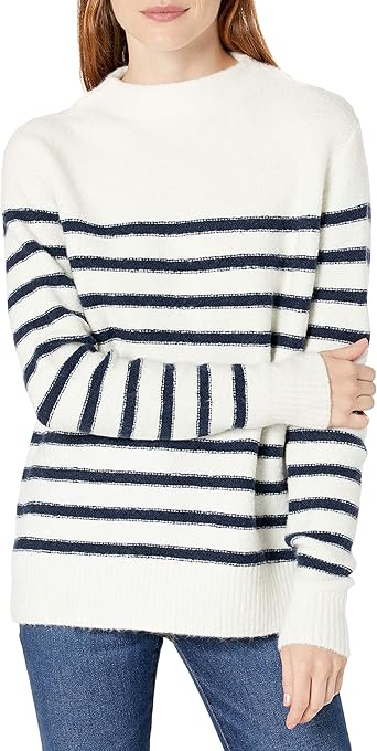 striped mock neck