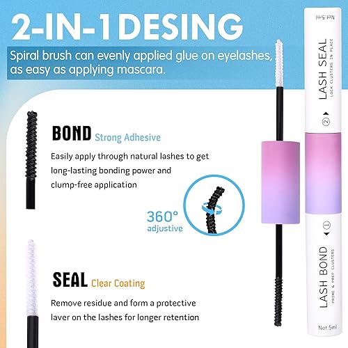 Miniatura 6 de Geeneiya Kit de extensión de pestañas de volumen, kit de extensión de pestañas en racimo de pestañas individuales con pegamento de pestañas Bond y