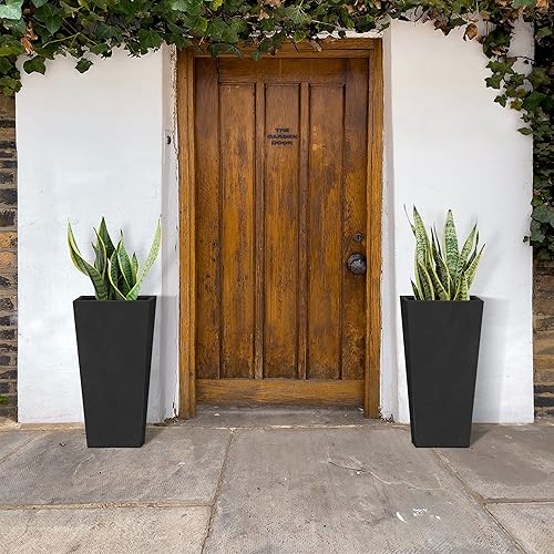 Miniatura 5 de Kante Juego de 2 macetas altas y cónicas de hormigón de 24.4 pulgadas de alto, maceta grande para interiores y exteriores, con orificio de drenaje y
