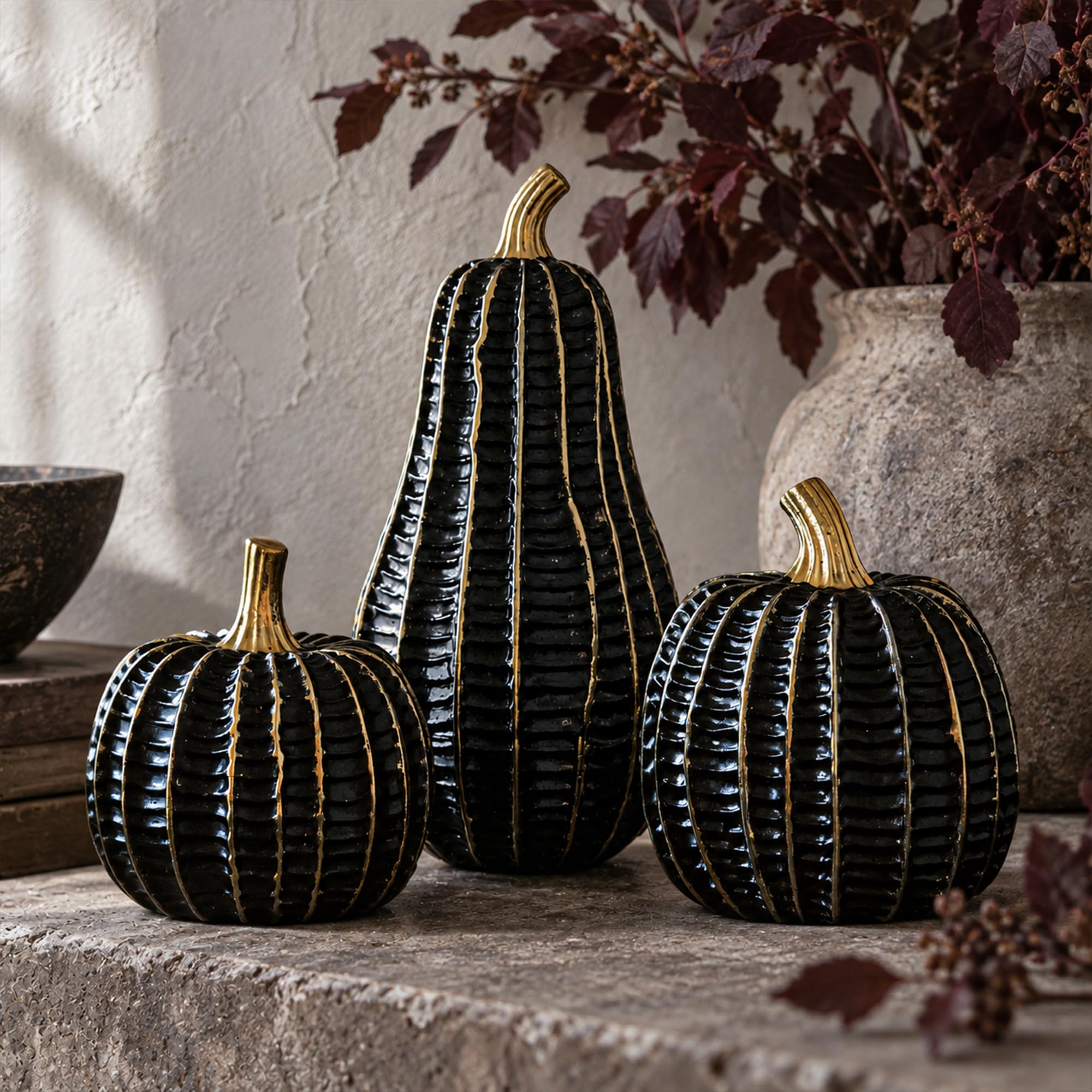 Parsin Resin Pumpkin Decorations --3 Pcs