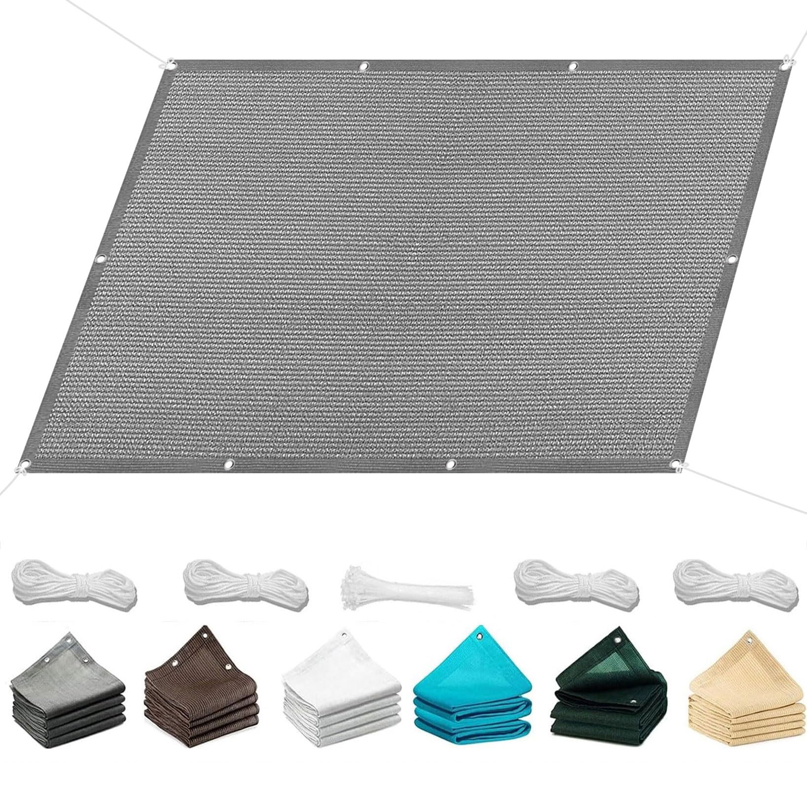 Toldo vela de sombra rectangular 70x300 cm gris claro de HDPE para terraza