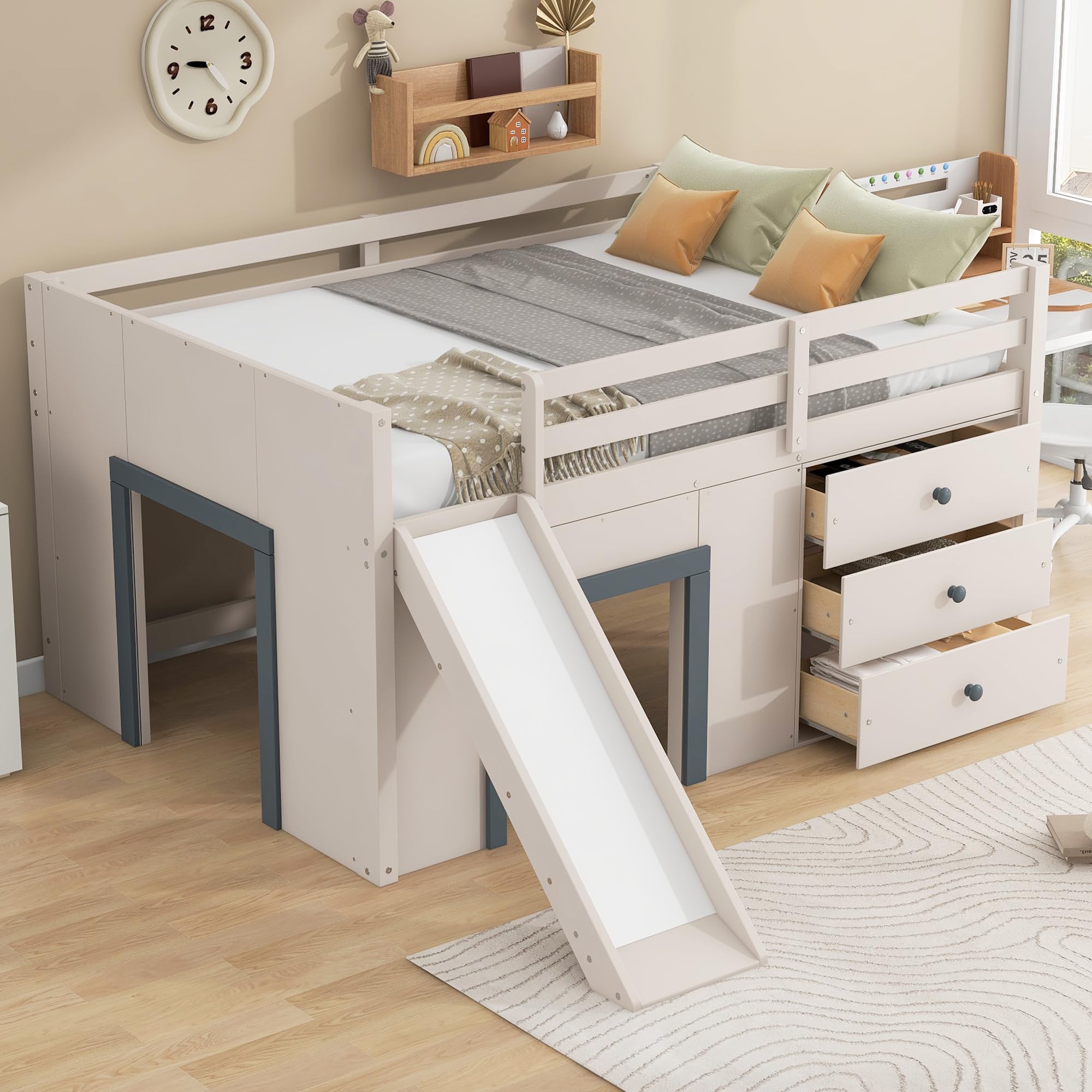 Polibi Full Size Low Loft Bed Dimensions Diagram