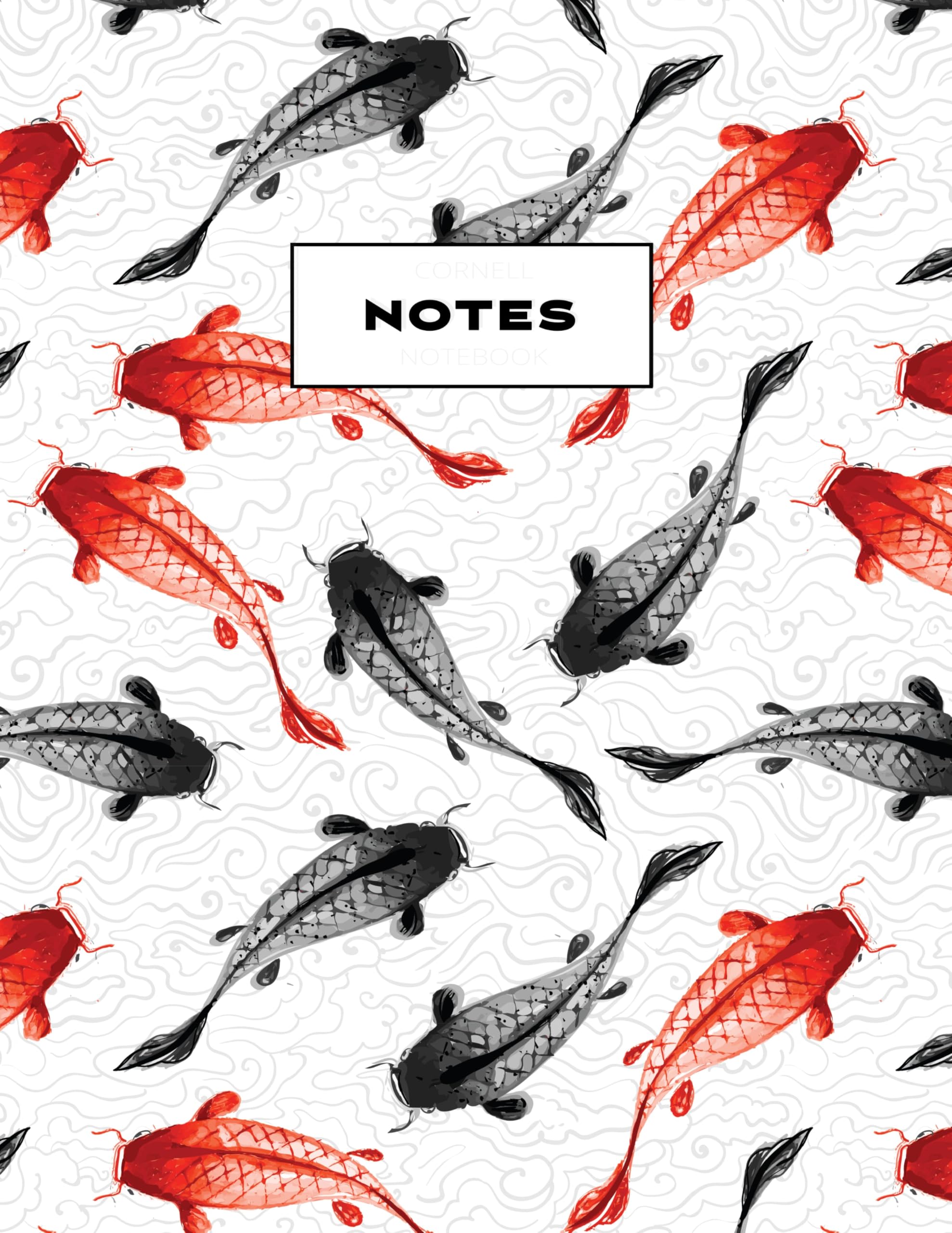 Cornell Notes Notebook: Note Taking with College Ruled Lines, Index and Numbered Pages, Koi