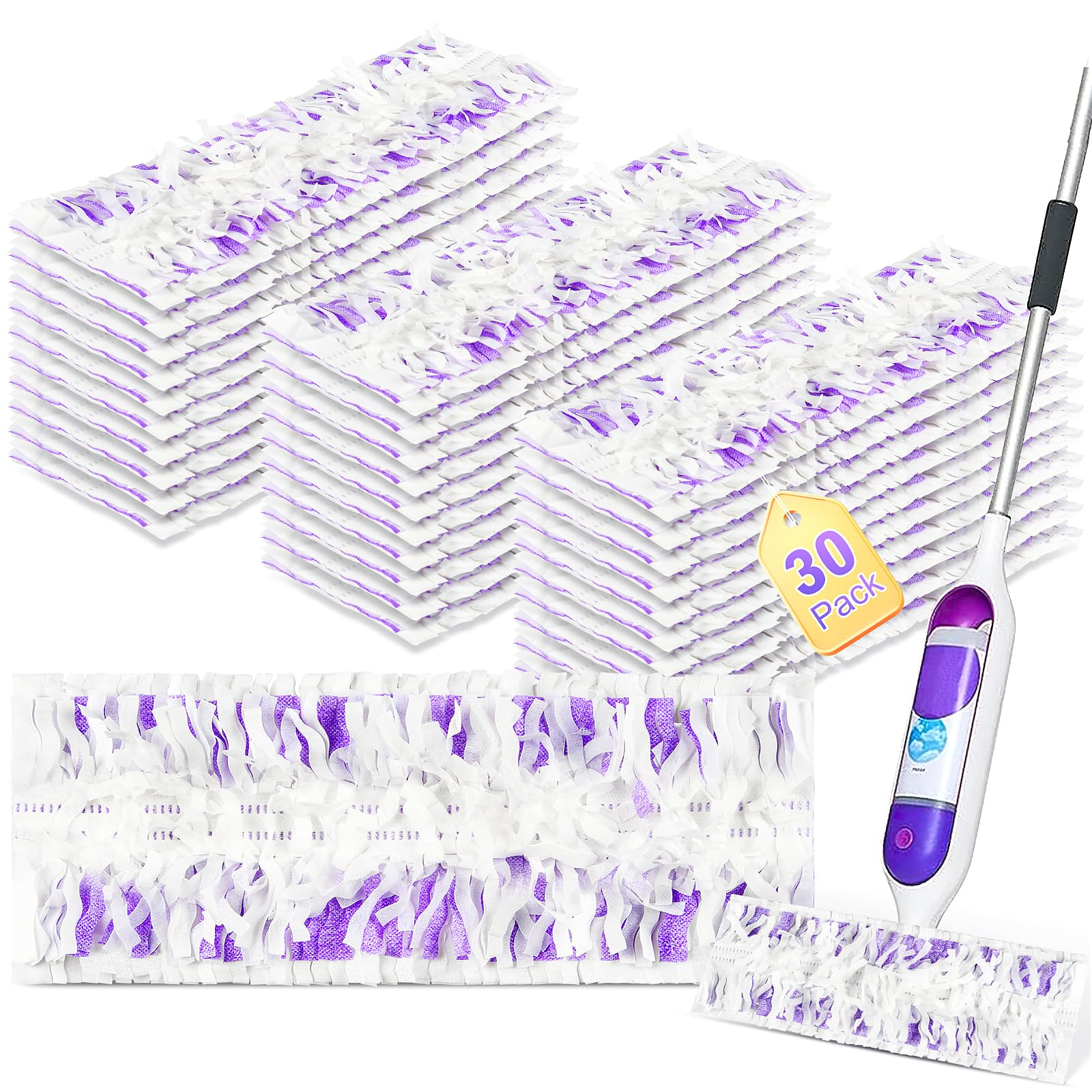 30 Pack Disposable Moping Pads Refills for Swiffer Power Mop Multi-Surface Mop and PowerMop Wood Mop, Replacement PowerMop Pads for Floor Cleaning
