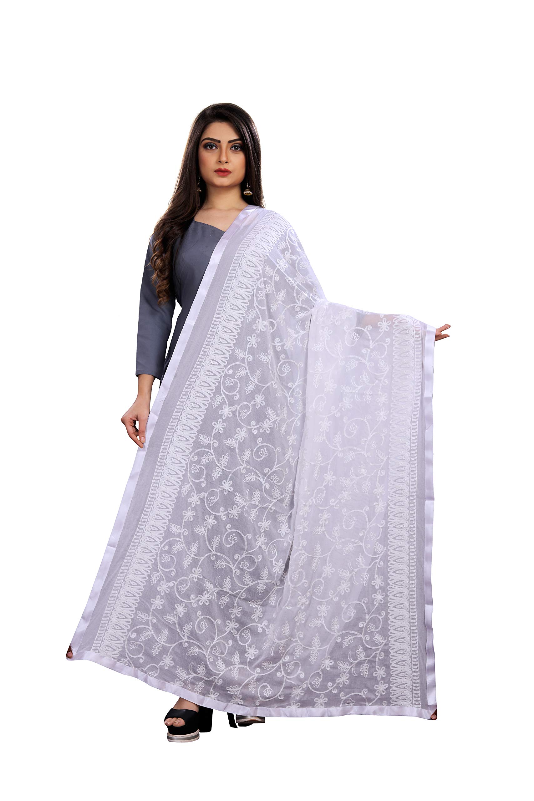 Best Mart DESIGNER Women's Chiffon Fancy Embroidered Dupatta For Women & Girl_027