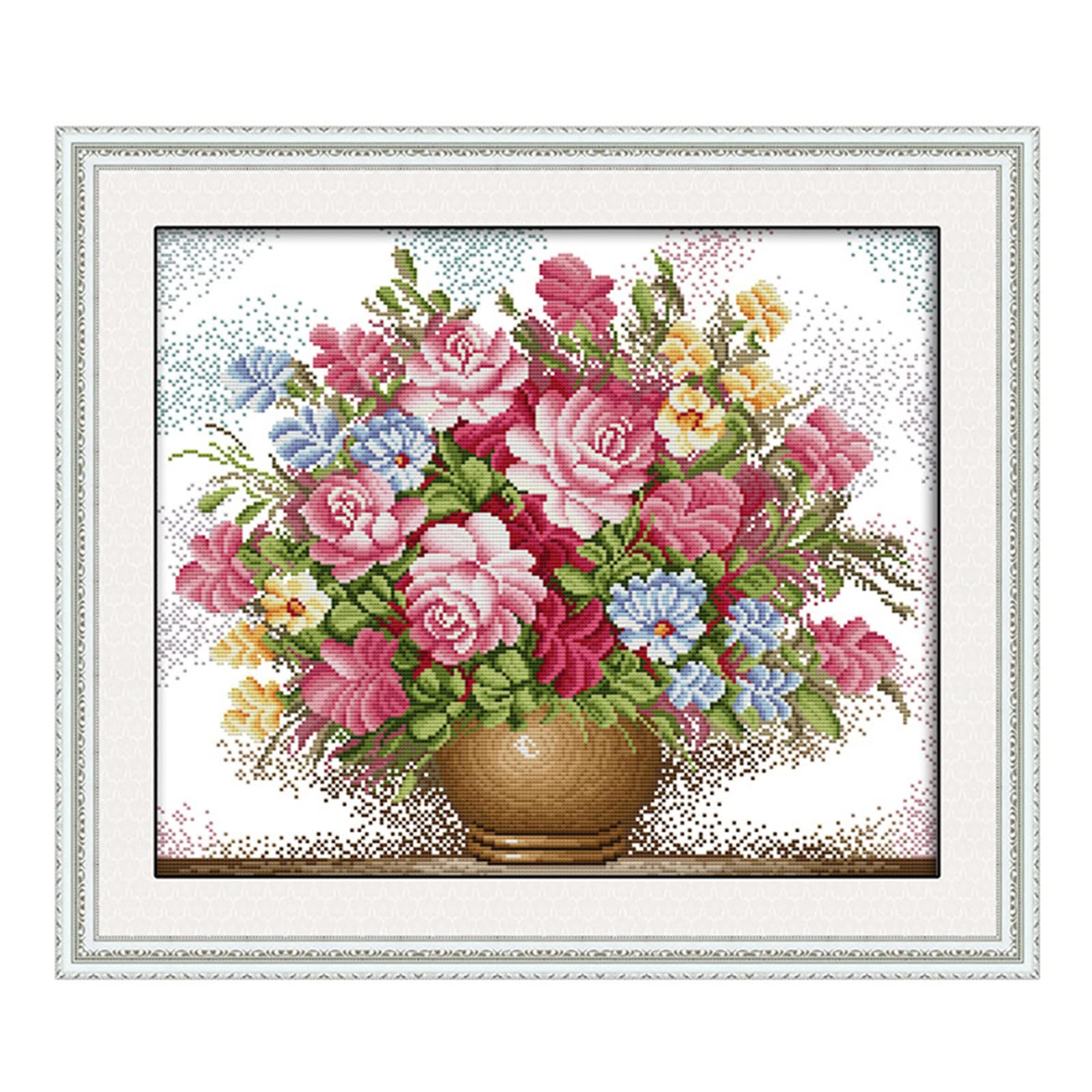 花瓶の花束の刺繍 花瓶の花束の刺繍