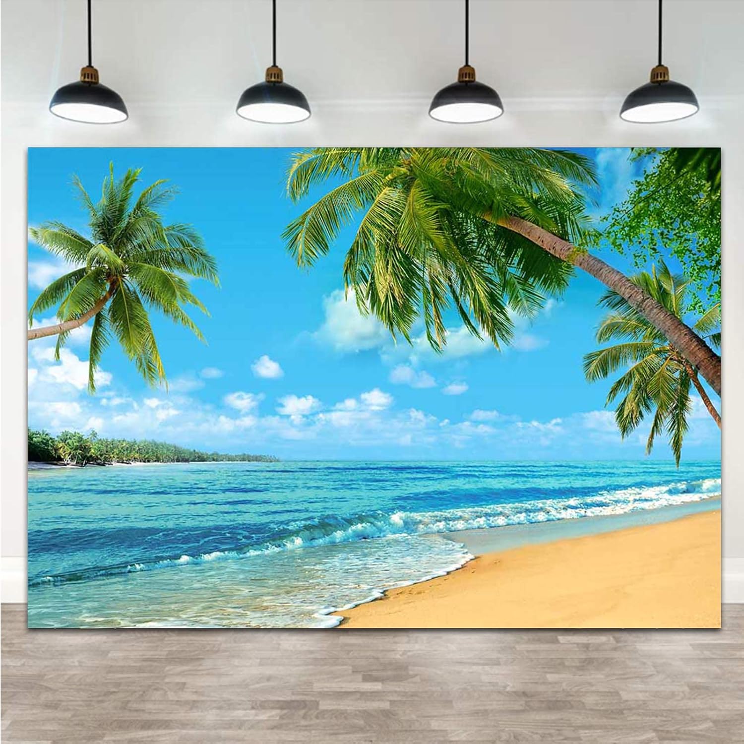 Fondo fotográfico playa tropical hawaiana 8x6 pies