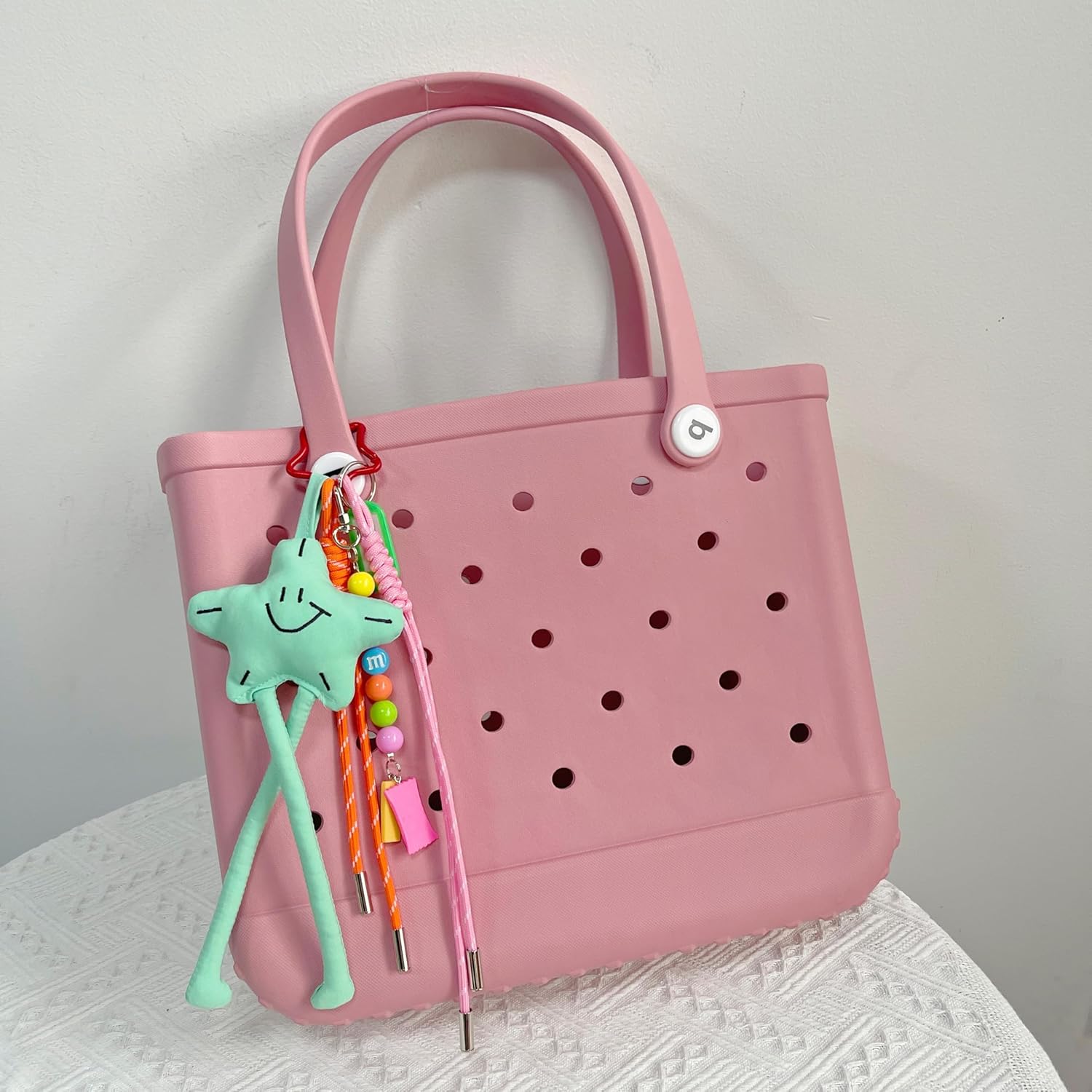 Plush Star Bag Charm, Cute Keychain, Hand-Woven Nylon Rope Key Chain, Aesthetic Keychain, Bag Accessories Charms for Handbag Backpack - Image 4