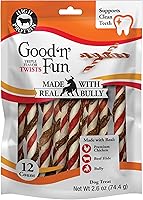 Vista 13 de Good'n'Fun Trenzas de cuero crudo de triple sabor para perros, paquete de 35