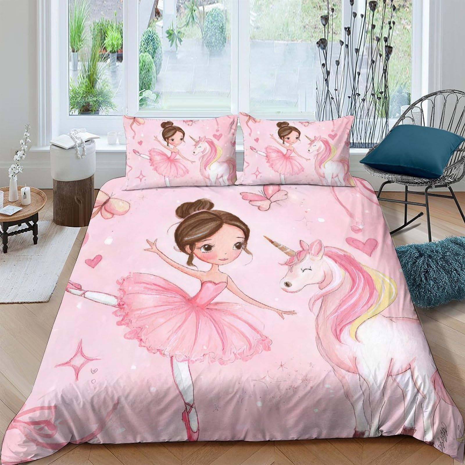 Ctjqhvkz Style-5 3D Printed Ballerina Unicorn Fitted Sheet Microfiber Pink Soft Decorative Bed Cover For Bedroom Guest Room Dorm Single（135X200cm）