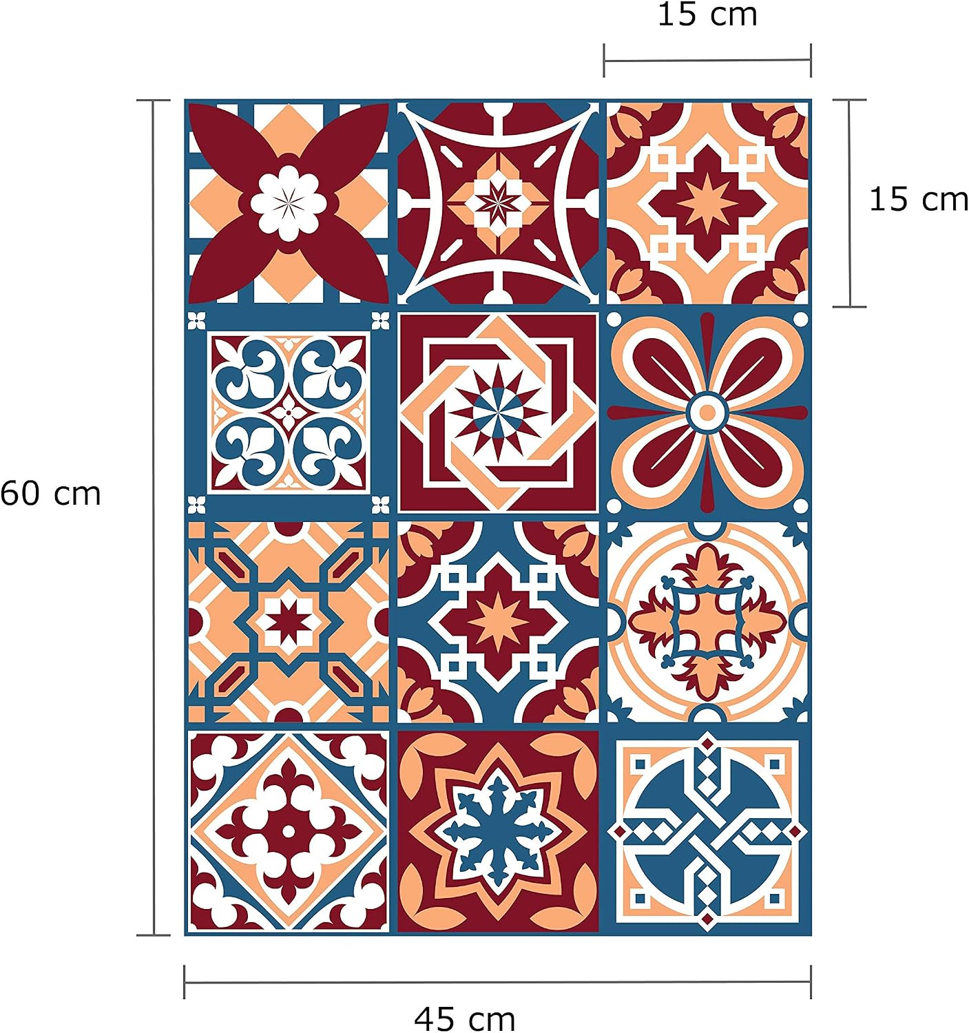 WALPLUS 24pcs 6" Peel and Stick Vinyl Backsplash Tiles Stickers Tile Paint Removable Waterproof Self-Adhesive Decals Vinyl Home Kitchen Bathroom Spring Easter Decoration (Westminster)