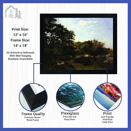 Miniatura 2 de Frederic Bazille - Bosque de cabaña perdida de Fontainebleau  Impresión enmarañada en marco plano negro  Reproducción de pintura de obras de arte