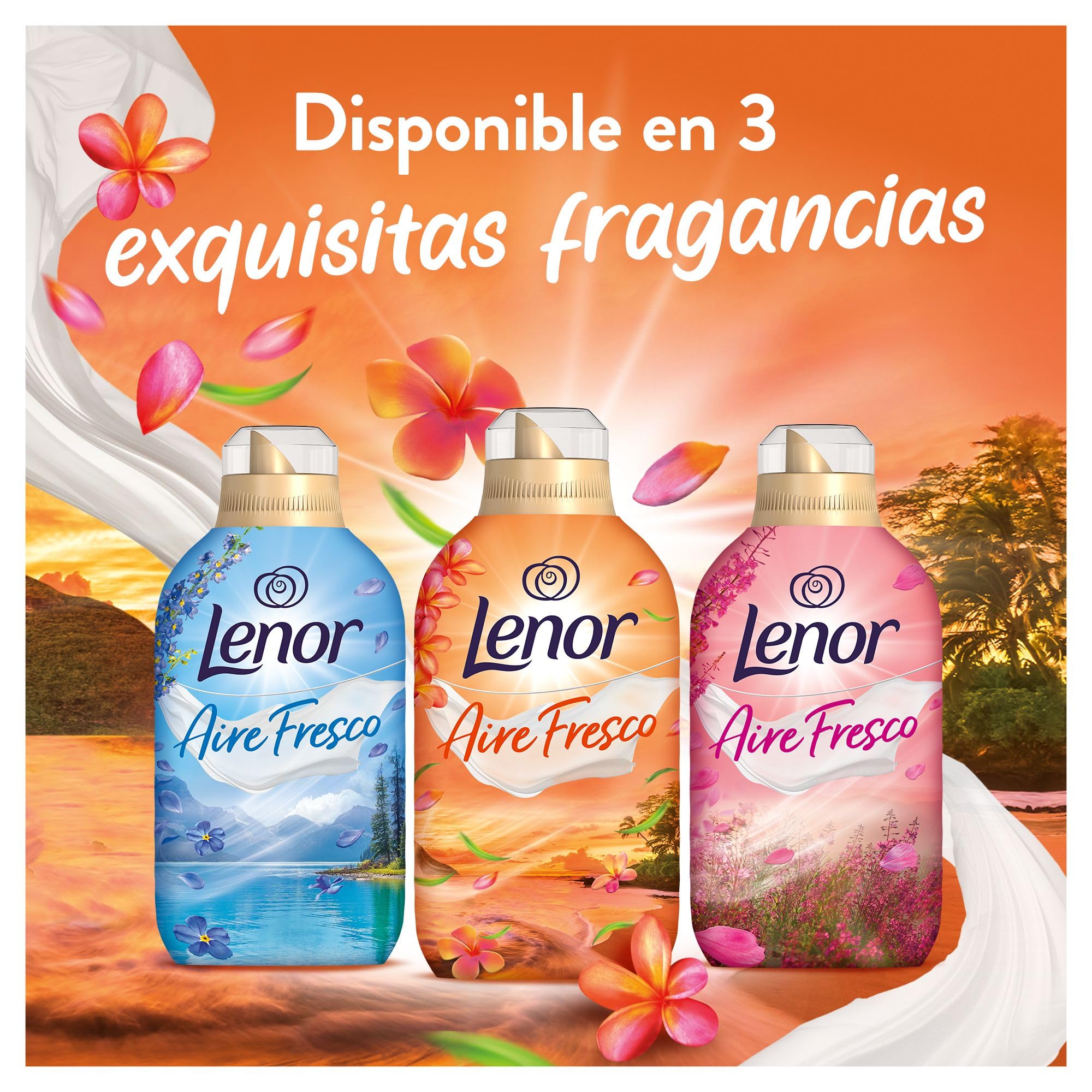 Lenor Aire Fresco Suavizante para ropa, 400 Lavados, Flores Tropical, 400 Lavados, Pack de 8, Frescor resistente al secado en ambientes húmedos o bajo el sol intenso