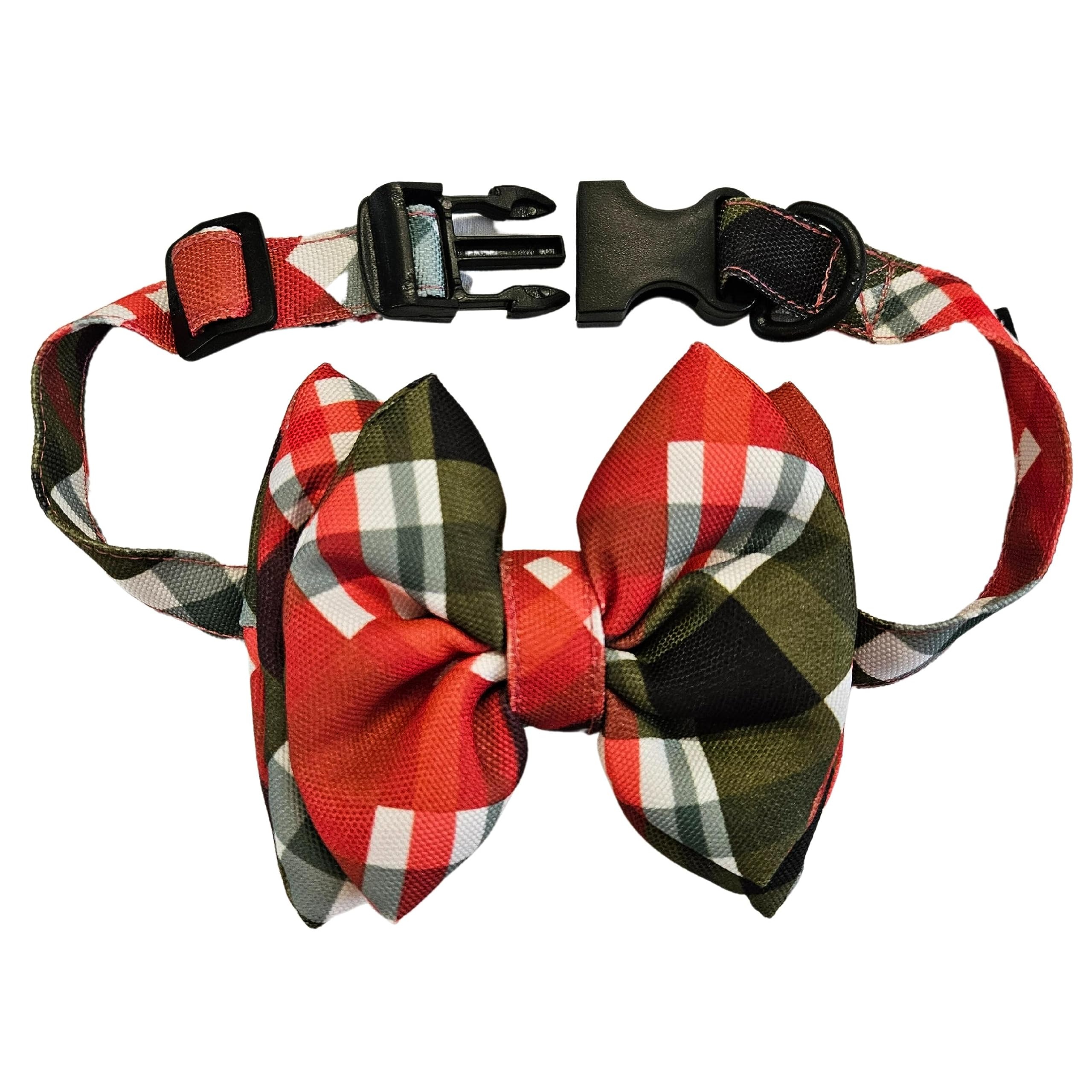 All For Fur Dog Bow Tie | Adjustable Collar Strap with D-Ring | Luxury Pet Accessories | Lightweight & Comfortable Bowtie for Dogs | Bow for Large Dogs | Red Christmas Checks (B0CDXXHKBS) Amazon Price History, Amazon Price Tracker