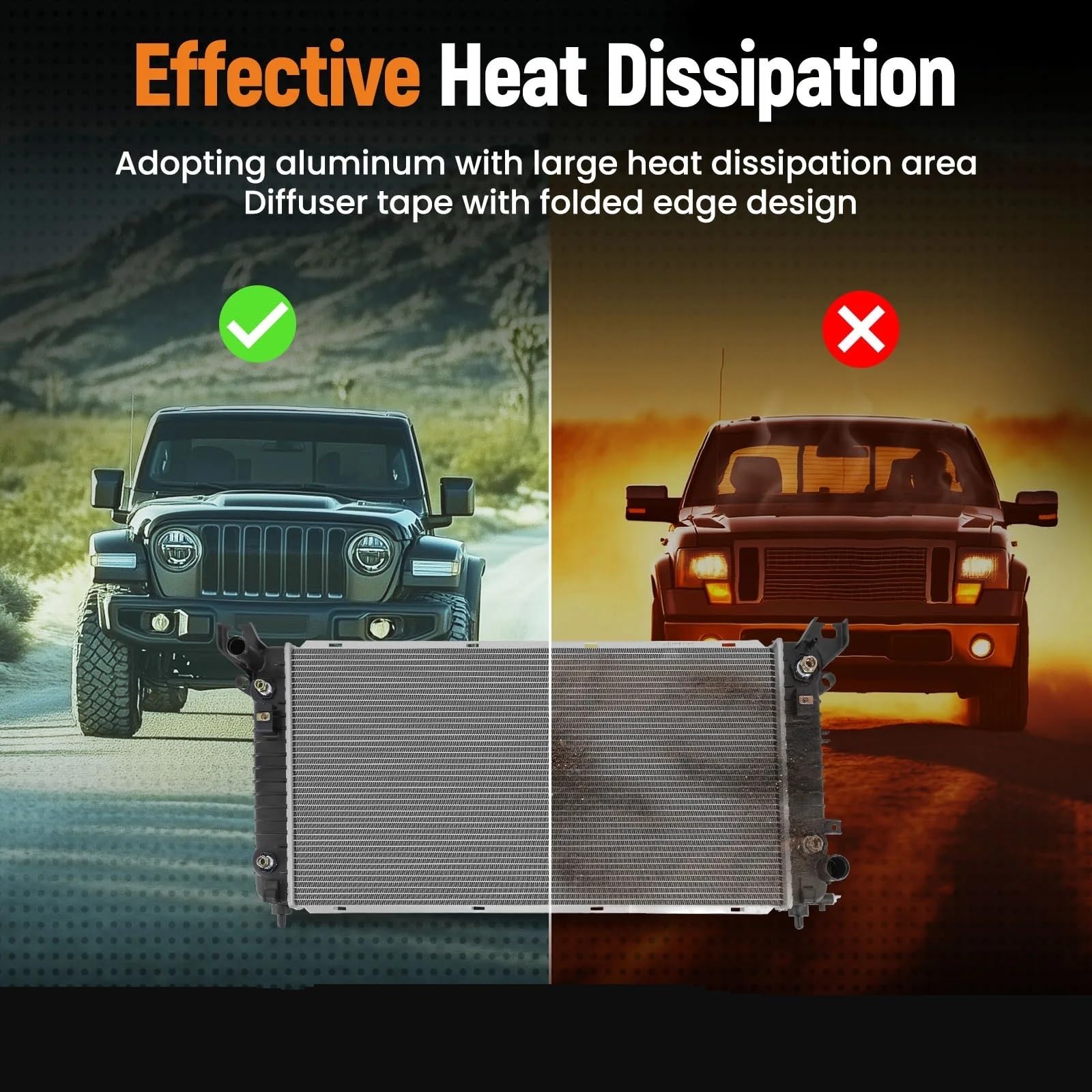 Radiatora Steam Deck Aluminiowa chłodnica do Chevrolet Silverado 1500 5,3 l lub 6,2 l z lat 2014-2015 CU13397 do GMC Yukon XL 1500 z 2014 r. Radiator przewodzącym