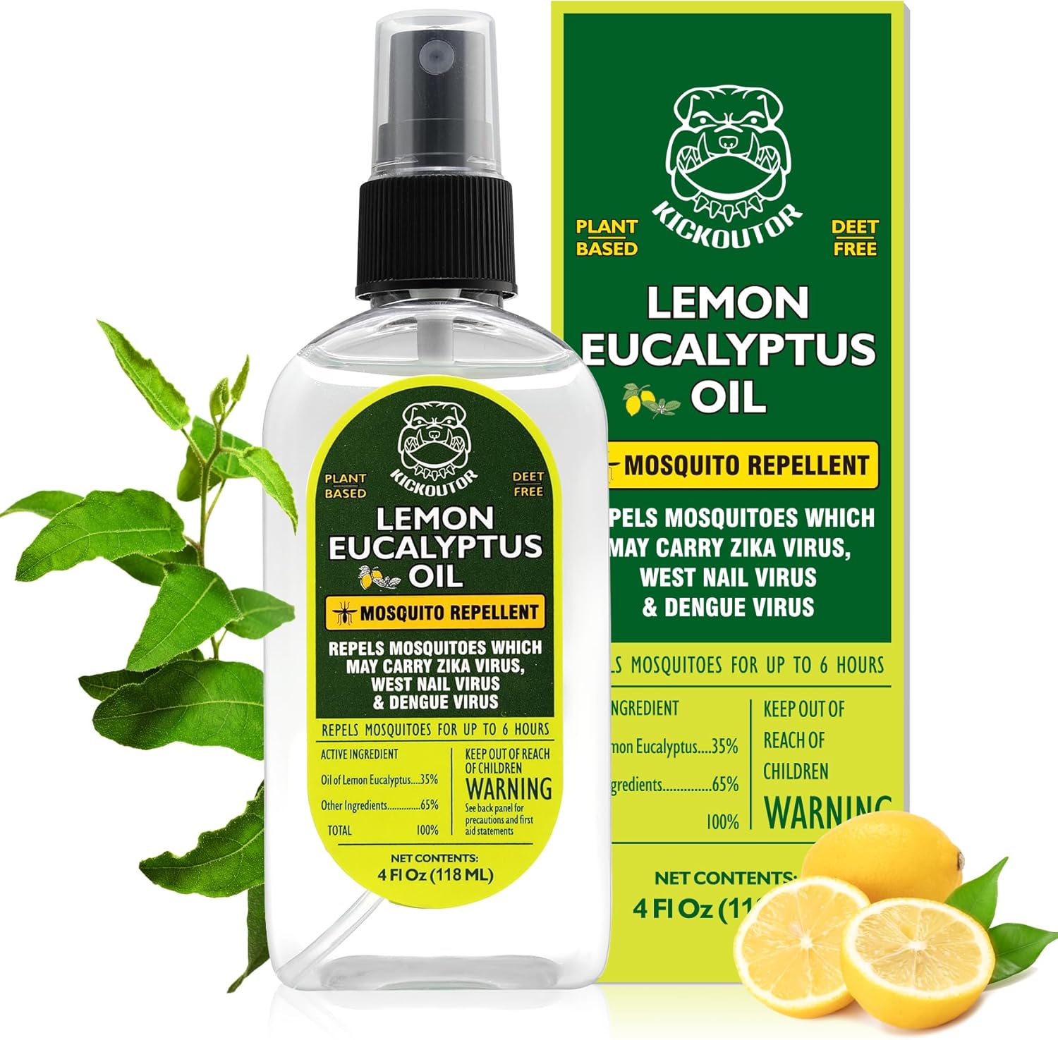 KICKOUTOR Mosquito Repellent Spray Lemon Eucalyptus