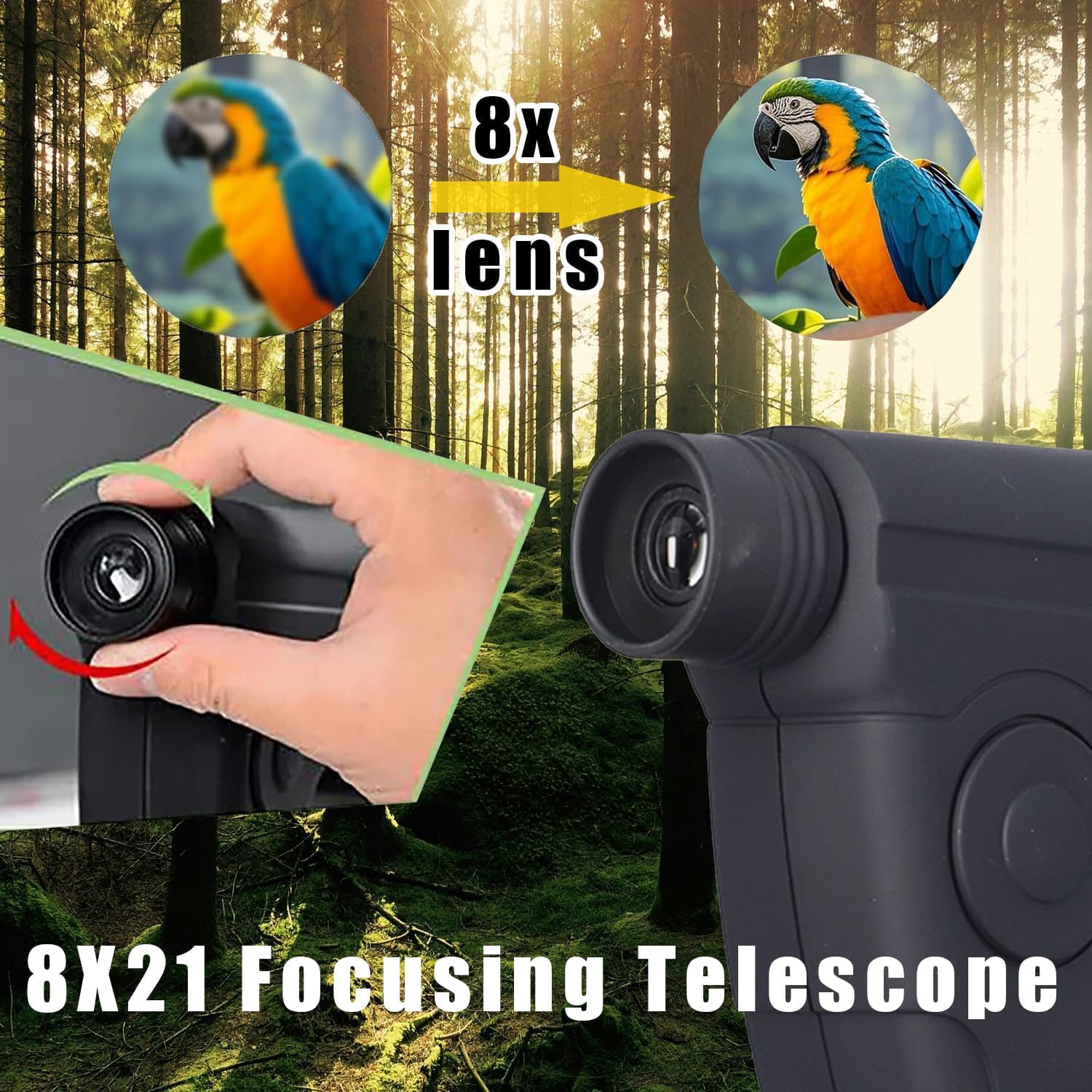 Microphone Directionnel, Appareil d'Écoute Longue Distance, Parabolique Monoculaire 8X, Distance D'Écoute des Oiseaux 8-200 m, pour l'Observation des Oiseaux Observant