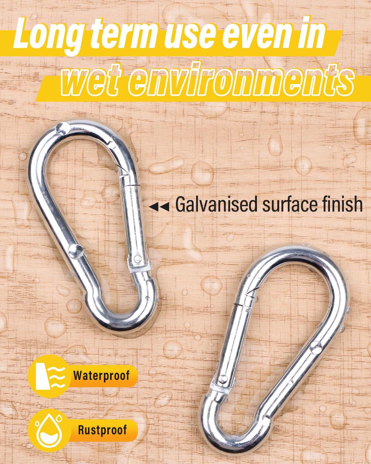 Moschettoni In Acciaio Zincato 12PCS - 60mm Portata 180kg - Per Zaini E Campeggio - Foto 12