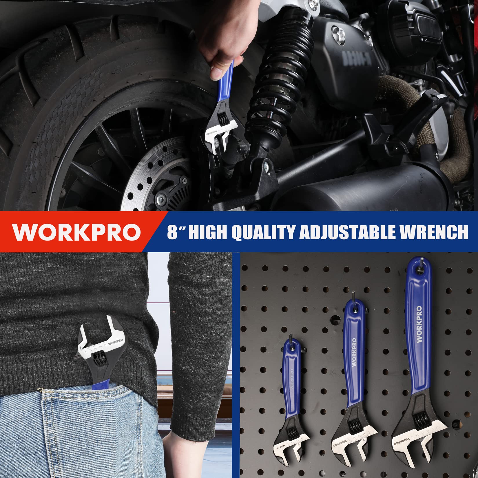 WORKPRO 8-Inch Adjustable Wrench - Durable & Versatile -7