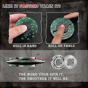 Haxtec Spinner Dice 7-in-1 Metal DND Dice Set, Green | Unique Rotating Metal Dice for Dungeons and Dragons,DND Gifts for TTRPG players,with PU leather pouch
