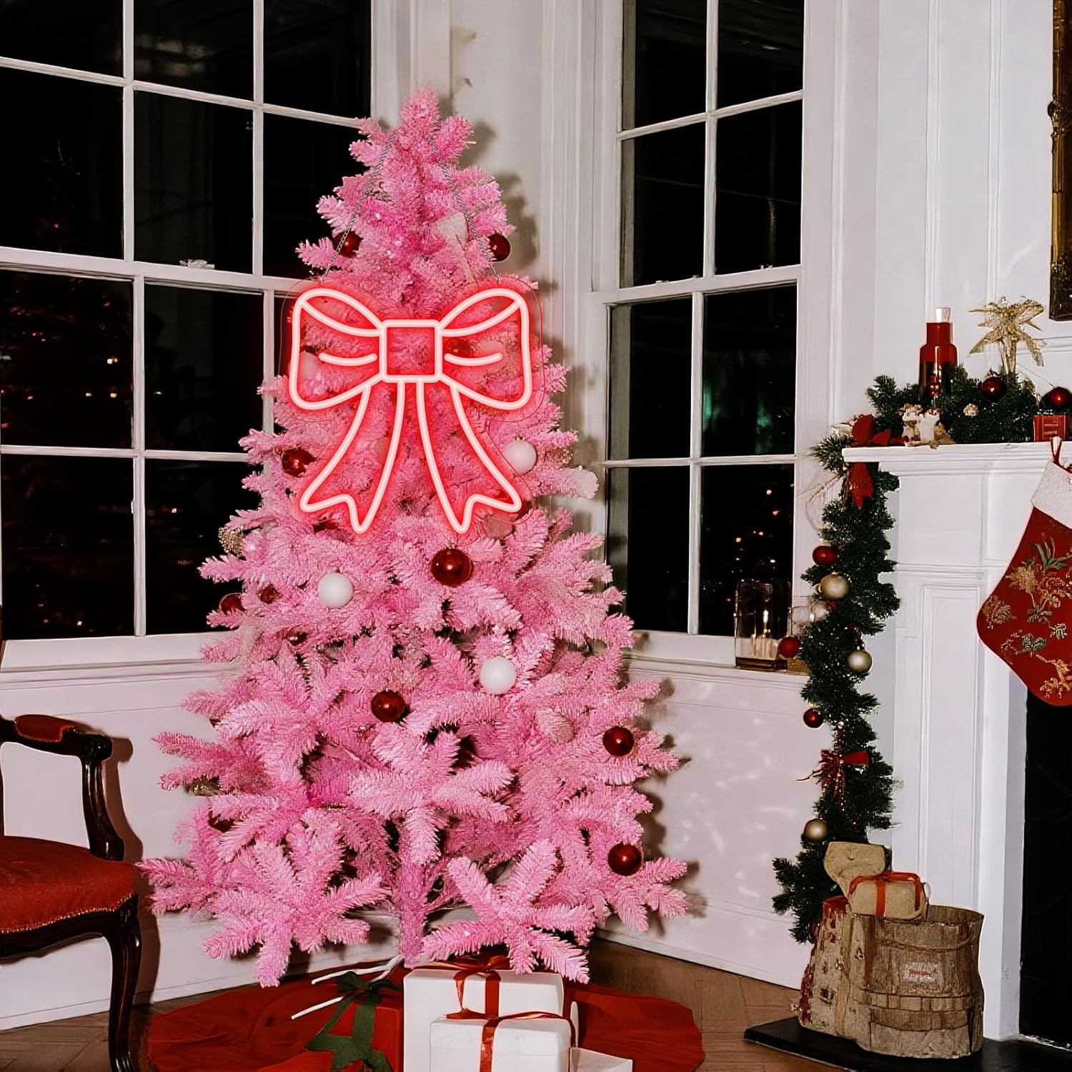 Large Valentine's Day Decorations Red Bow Tree Decor 9.84 Inch Red Lighted Bow Valentine Ornament for Valentines Days Wreath Wedding Holiday Party Wall Home Front Door Outdoor Decor - Image 4