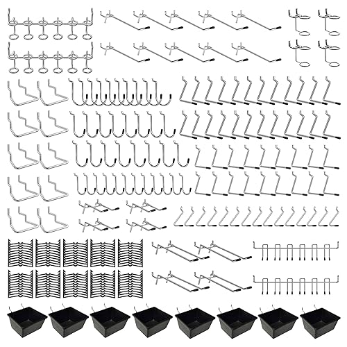 258PCS Pegboard Hooks, Pegboard Accessories Organizer Kit, Pegboard Set for