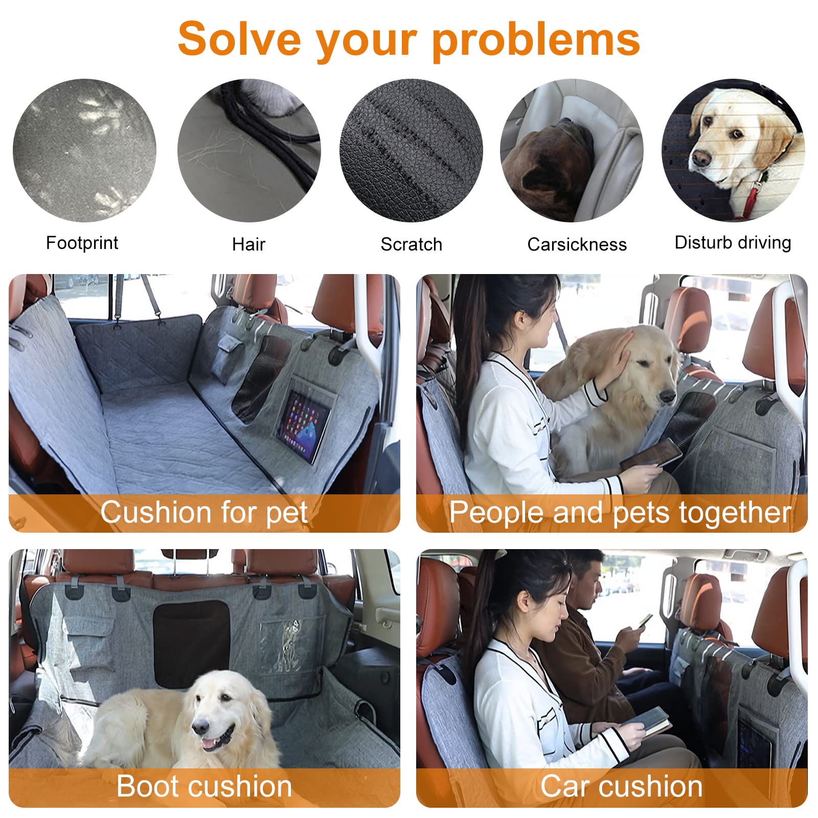 PETCUTE Cubre Asientos de Coche para Perros,Cubierta Asiento Coche Perro con Ventana de Malla,Hebilla de Seguridad,Funda de Asiento para Perros Impermeable y Resistente,Universal para SUV, Camión