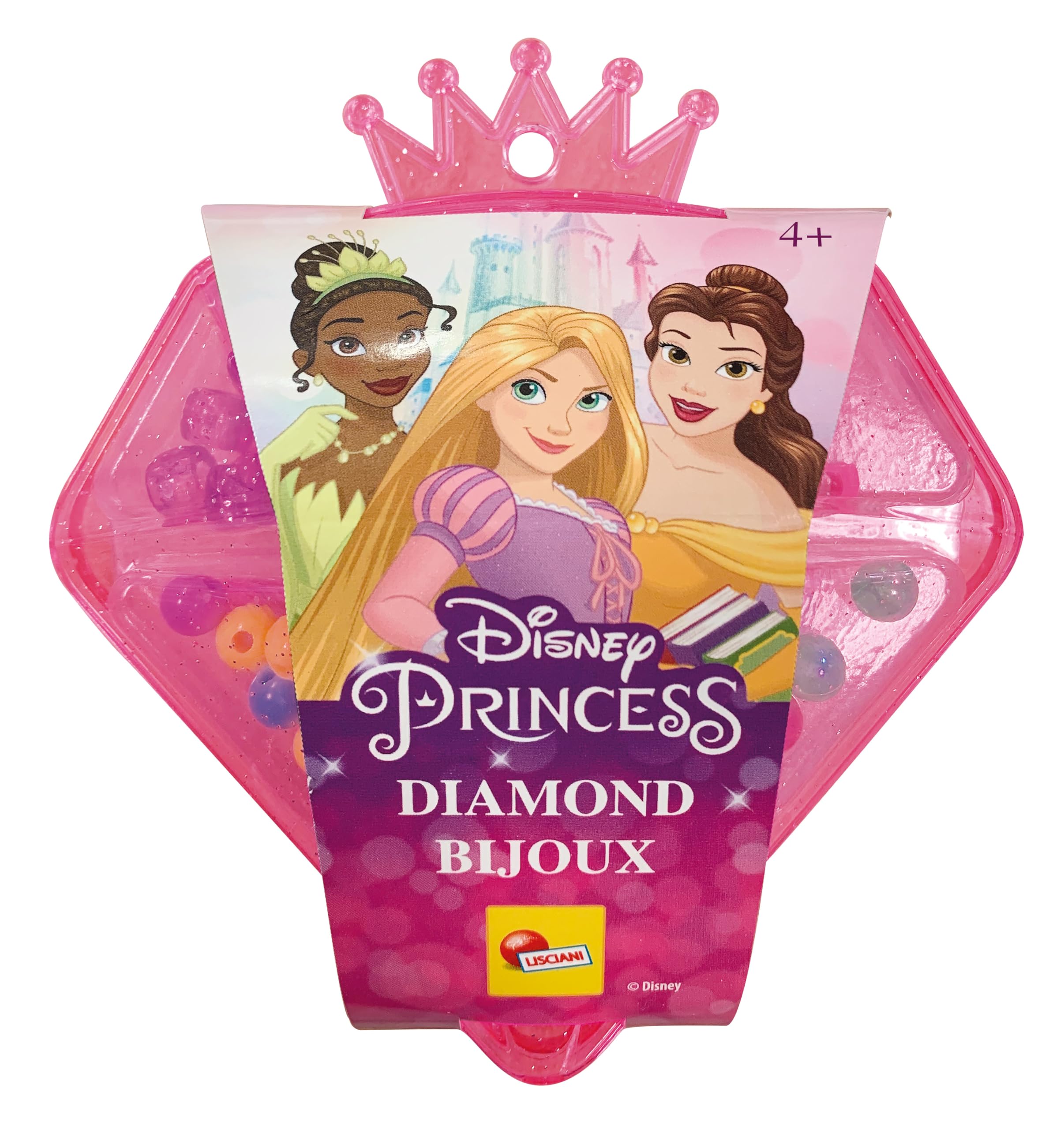 Lisciani - Disney Princesses - Jewelry Creating Kit Disney Princesses for Kids from 3 Years - Beading kit for Making Bracelets and Necklaces - 5 Collectible Princess Charms