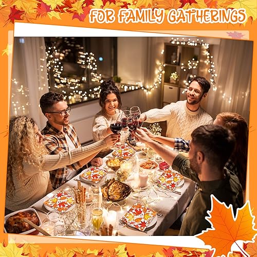 Miniatura 6 de Sherr 200 servilletas de papel desechables de otoño de Acción de Gracias, servilletas de papel desechables para decoración de mesa, toallas de mano