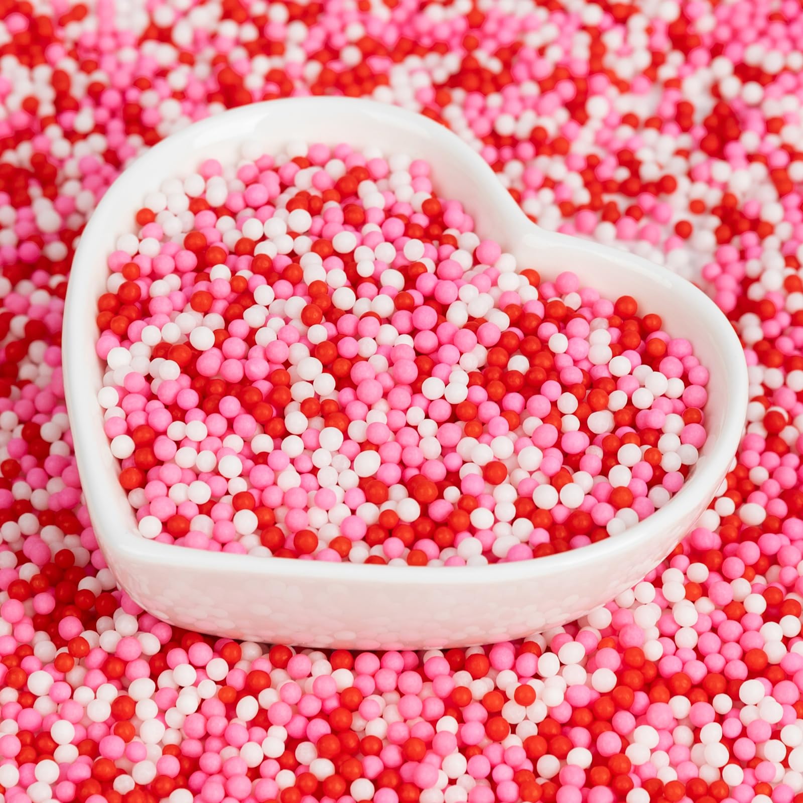 Edible Pearl Sprinkles,Nonpareils Pink White and Red Mix,Cute Pearls Cake Candy,Mini Sugar Sprinkles for Decorations Baking,Cake Ice Cream Cookies Cupcake Toppe Chocolate,Birthday Wedding Valentines Christmas Supplie 130g/4.58oz