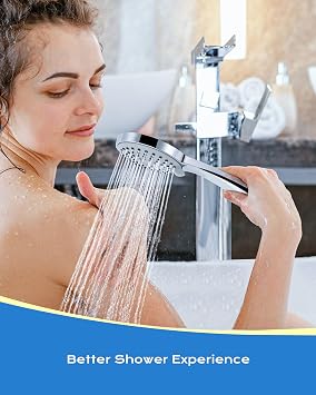 SAMODRA Shower Head,Low Water Pressure Boosting Handheld Shower Head High Pressure Water Saving 3 Powerful Spray Settings for Bathroom – Chrome