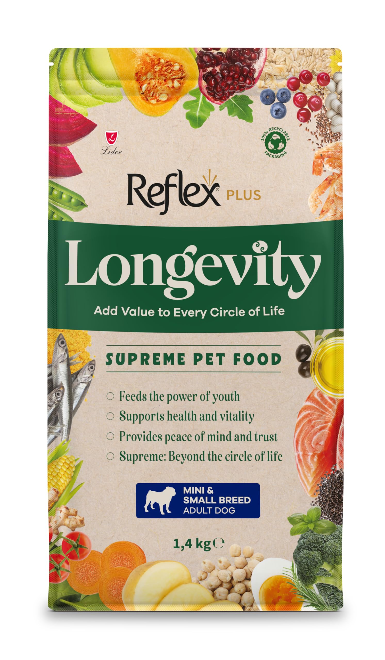 Reflex Plus Longevity Mini Ve Küçük Irk Yetişkin Köpek Maması 1400g