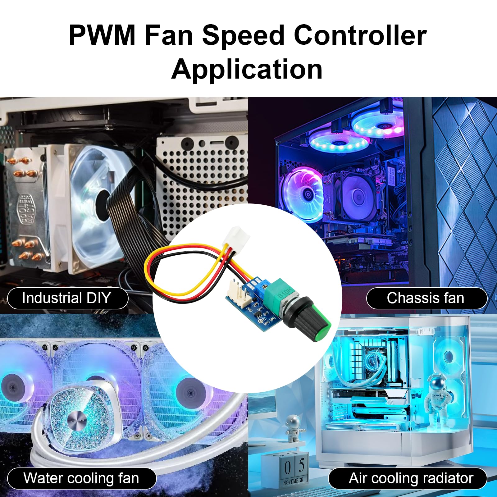 1 PCS PWM Regolatore di velocità della ventola,4Pins 1 canali fan controller PC CPU Manopola di controllo della velocità del regolatore per Il Telaio del PC del Computer