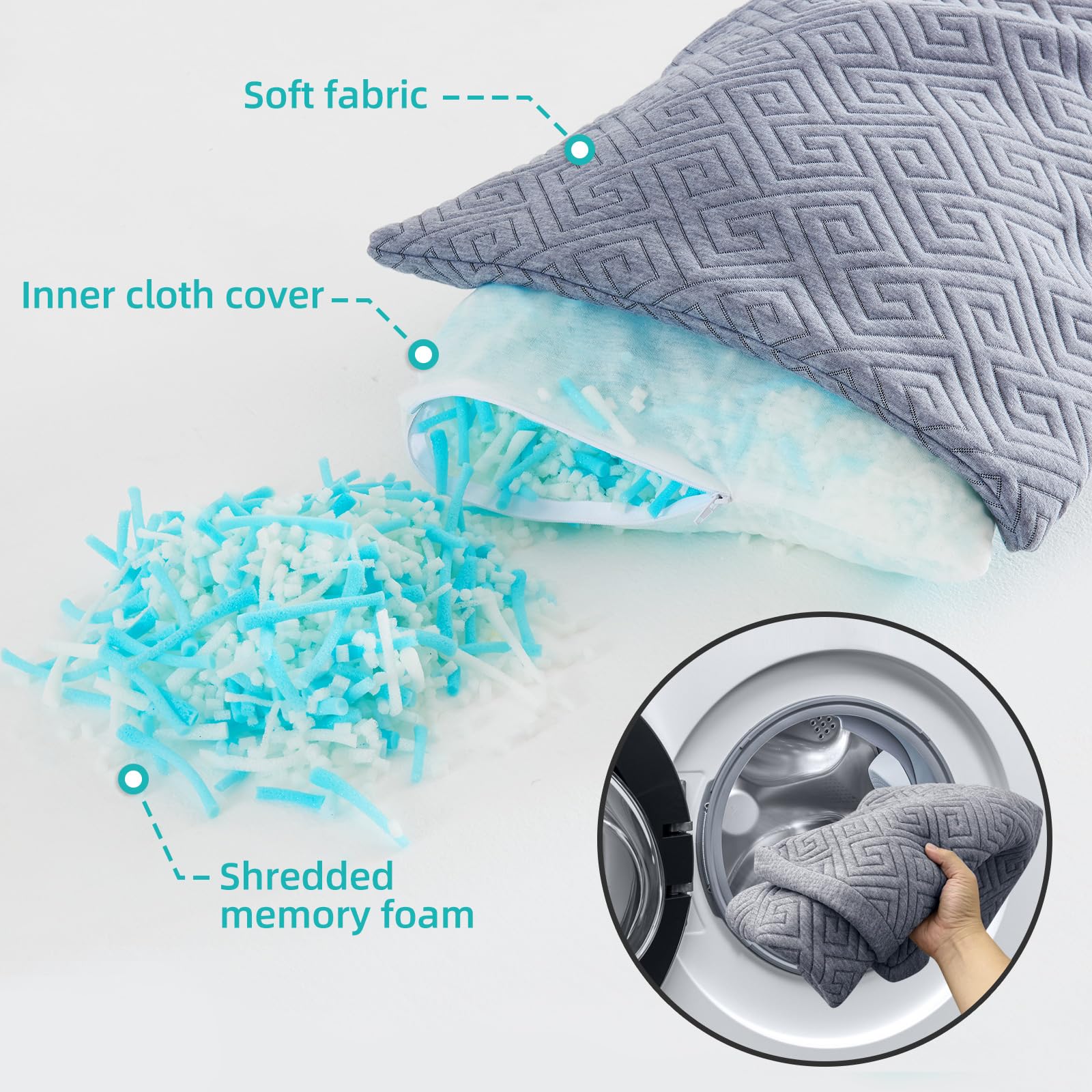 Cuscino Lungo per Dormire sul Fianco 39 x 137 Cuscino per il Corpo in Schiuma di Memoria Triturata Cuscino per Gravidanza in Memory Foam Cuscino Lungo per Letto Matrimoniale Traversina Laterale